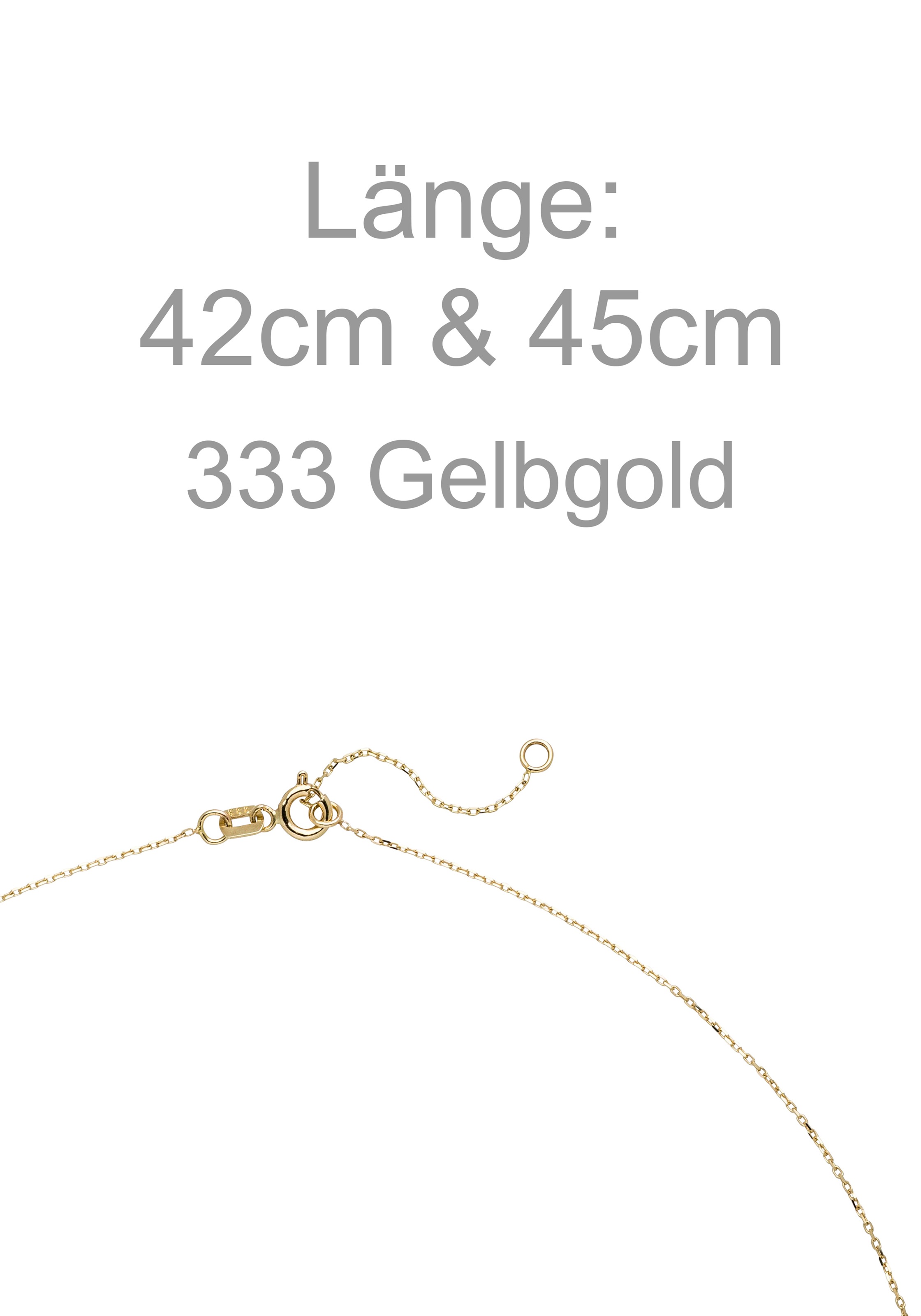 JOBO Kette mit Anhänger »Viereck 7,9 mm mit Zirkonia« 8 Karat 333 Gold 45 cm