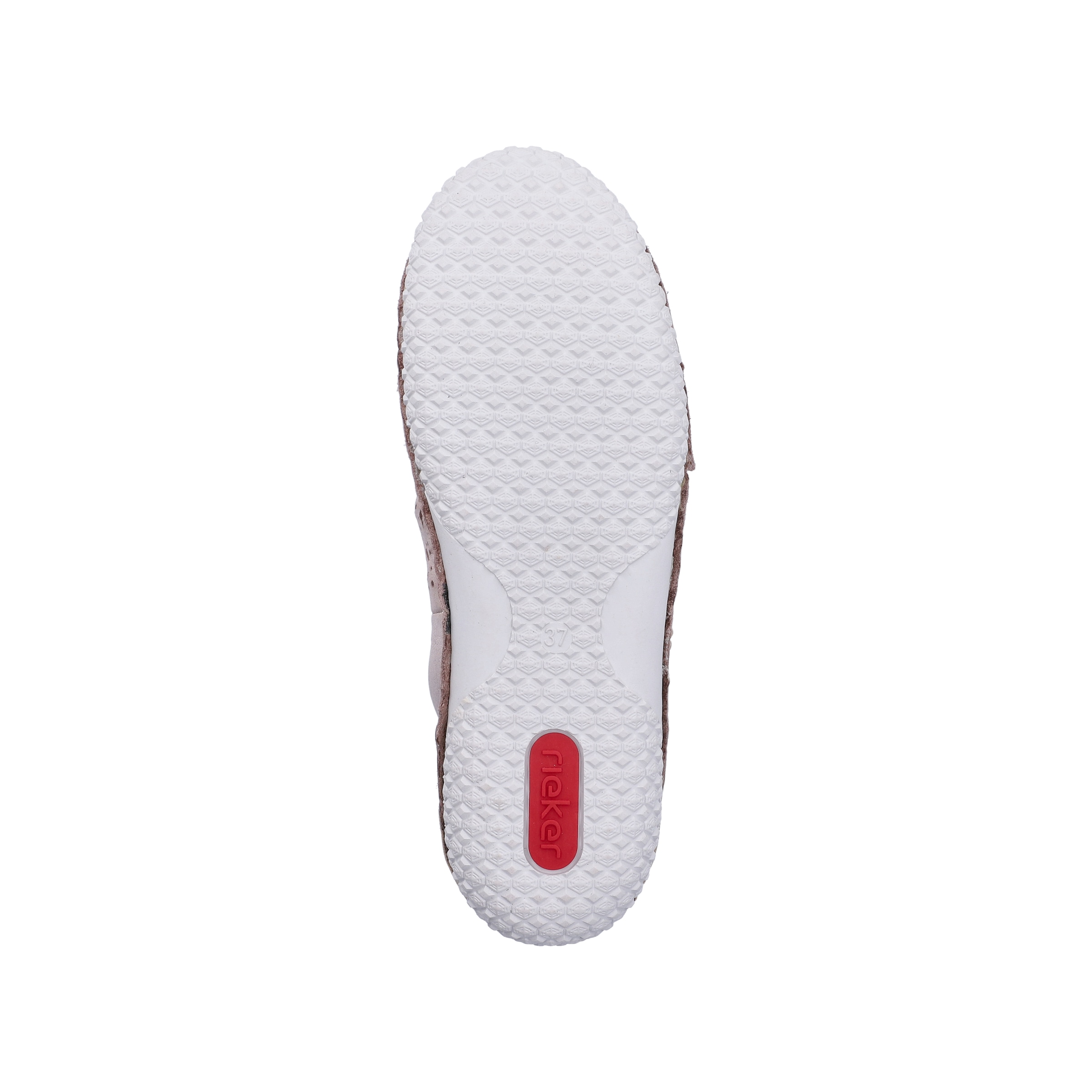 Riemchenballerina RIEKER, Damen, Gr. 37, hellbeige, Glattleder, Nubuklederimitat, Schuhe Riemchenballerina, Schlupfschuh, Slipper mit modischer Perforation 3