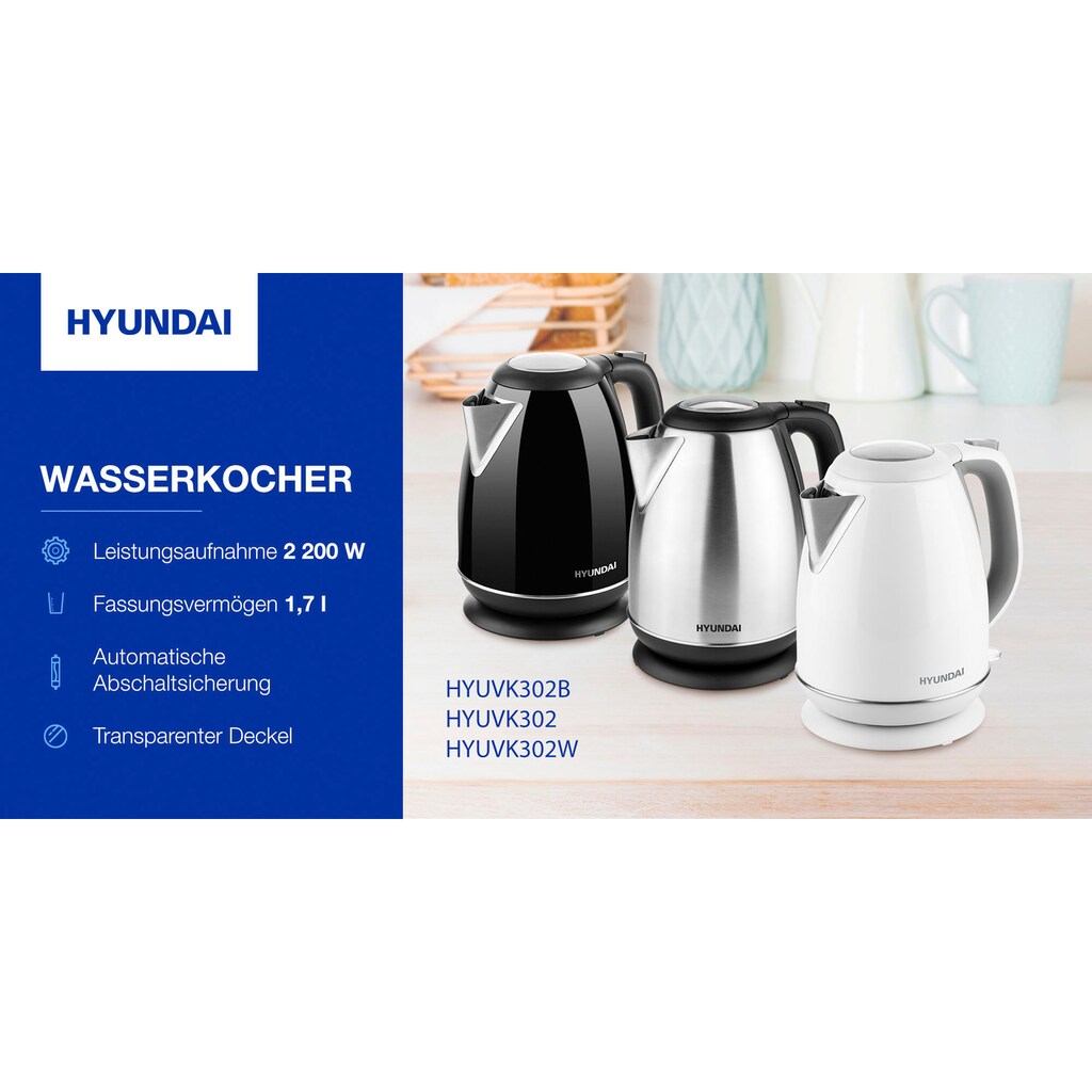 Hyundai Wasserkocher »VK302B«, 1,7 l, 2200 W