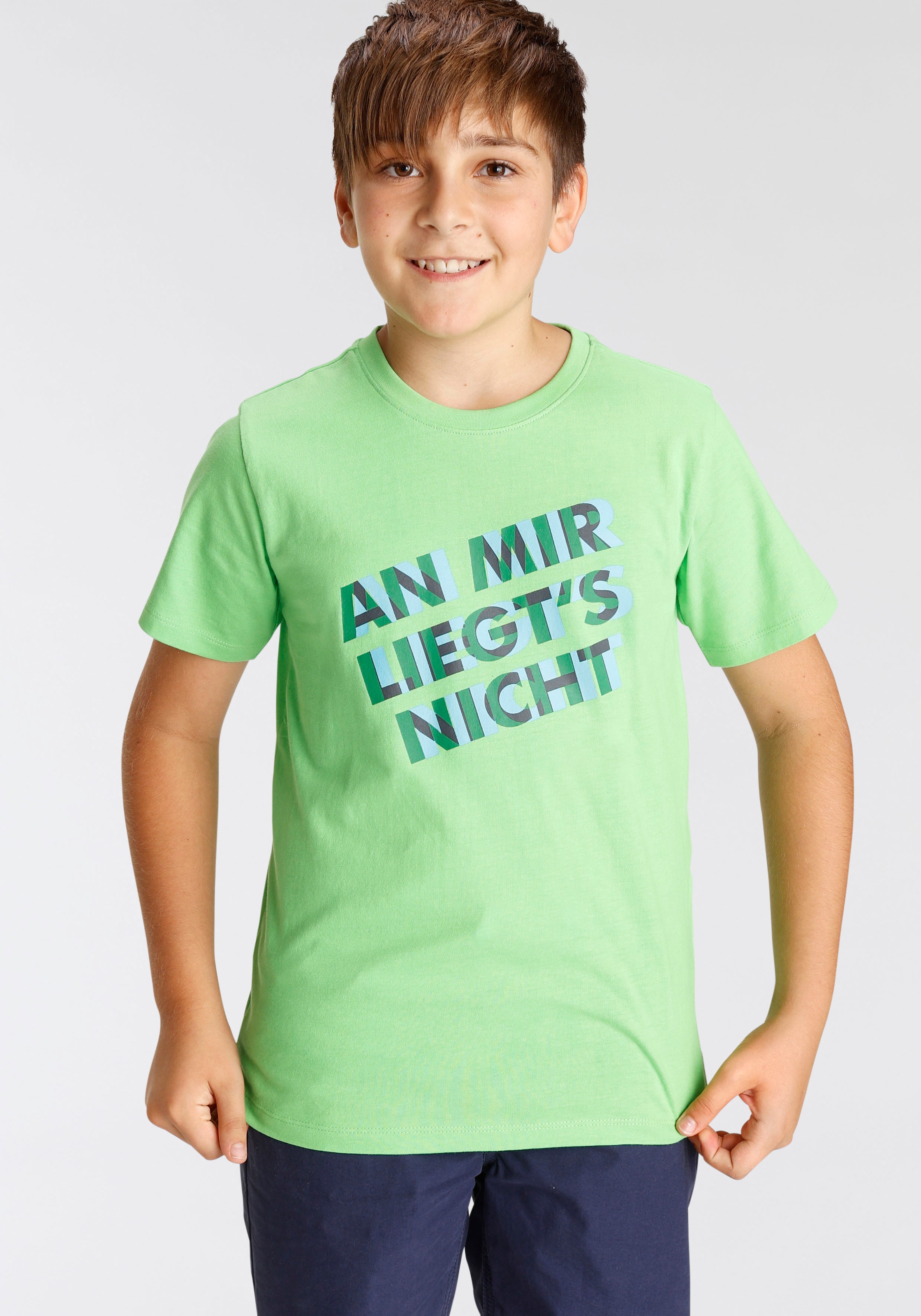 KIDSWORLD T-Shirt »AN | LIEGT´S kaufen BAUR MIR NICHT«, Spruch online