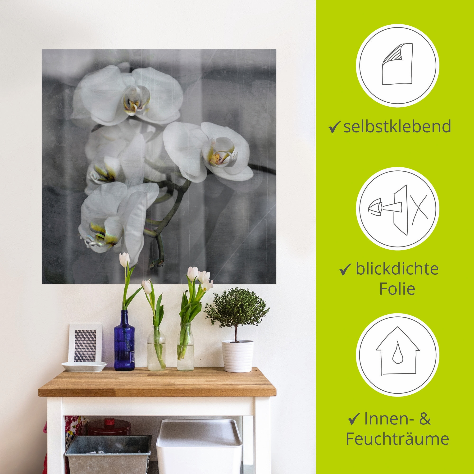Artland Wandbild »Weisse Orchideen - white Orchid«, Blumen, (1 St.), als Leinwandbild, Wandaufkleber in verschied. Größen