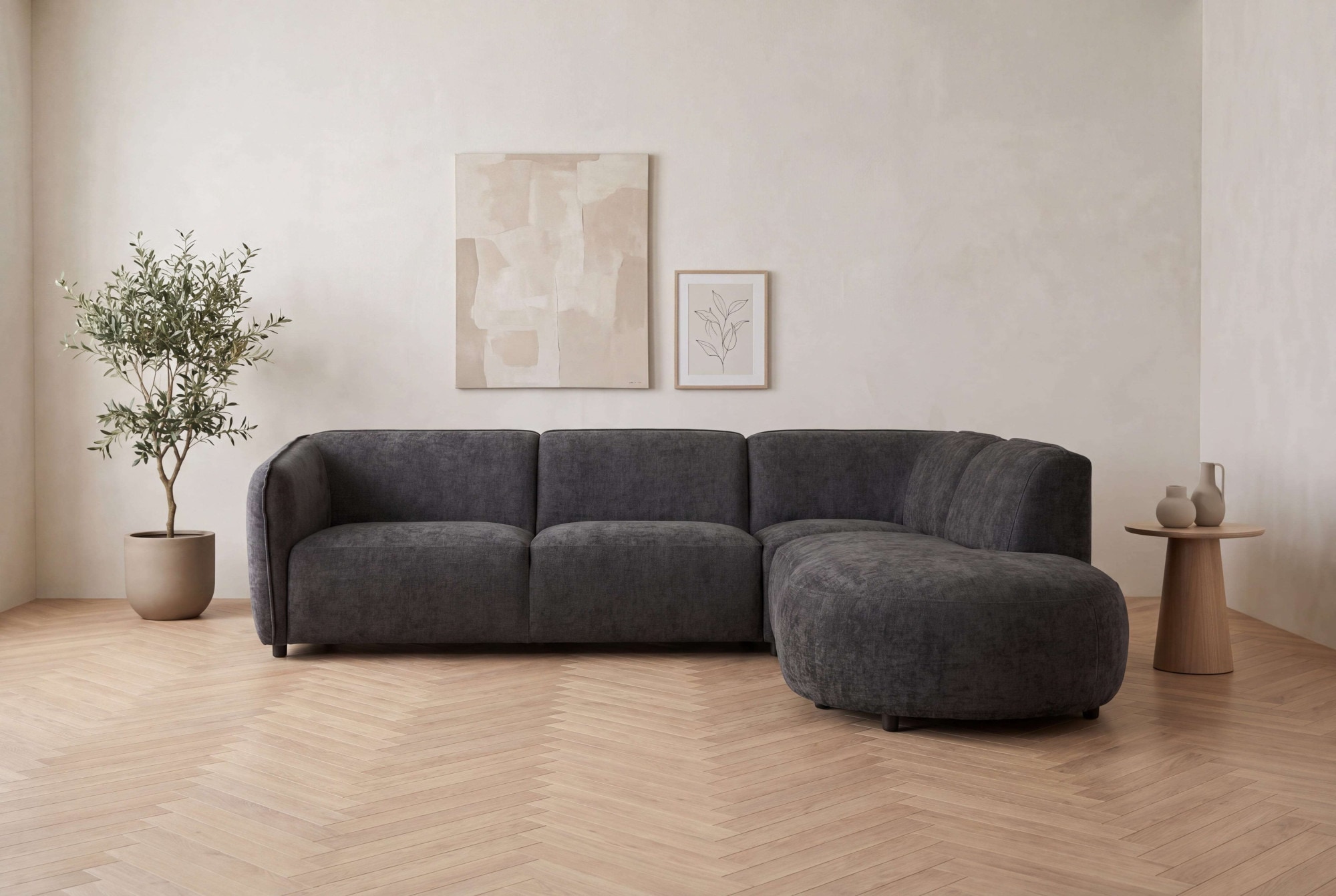 OTTO home Ecksofa "OSTRUP Rundsofa, L-Form, Naturtöne, Boucle oder Chenille" Breite 273 cm, organische Form mit sanften Rundungen