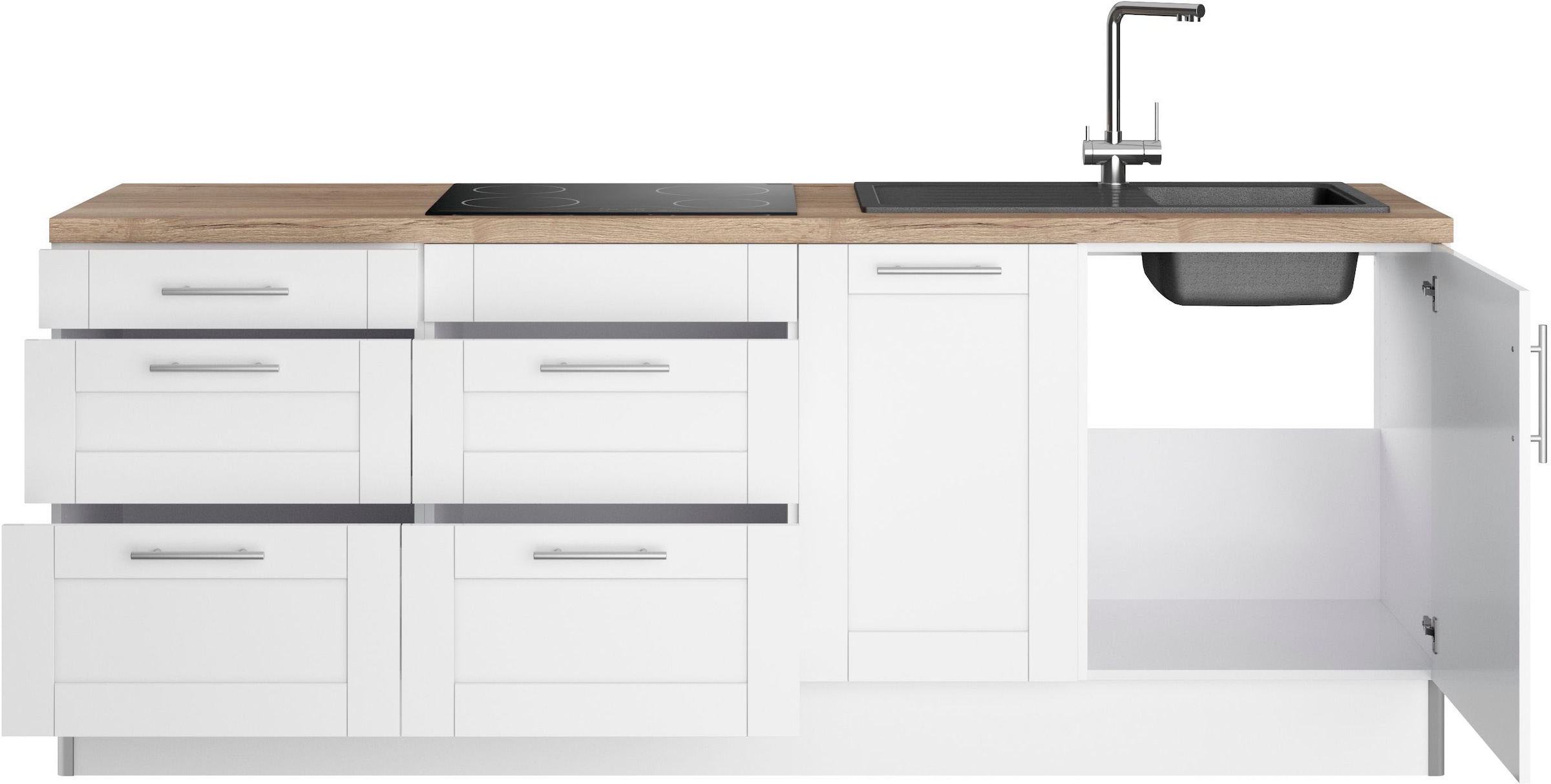 KOCHSTATION Küche »KS-Ahus«, Breite 225 cm, wahlw. Mit E-Geräten, Soft Close Funktion, MDF Fronten