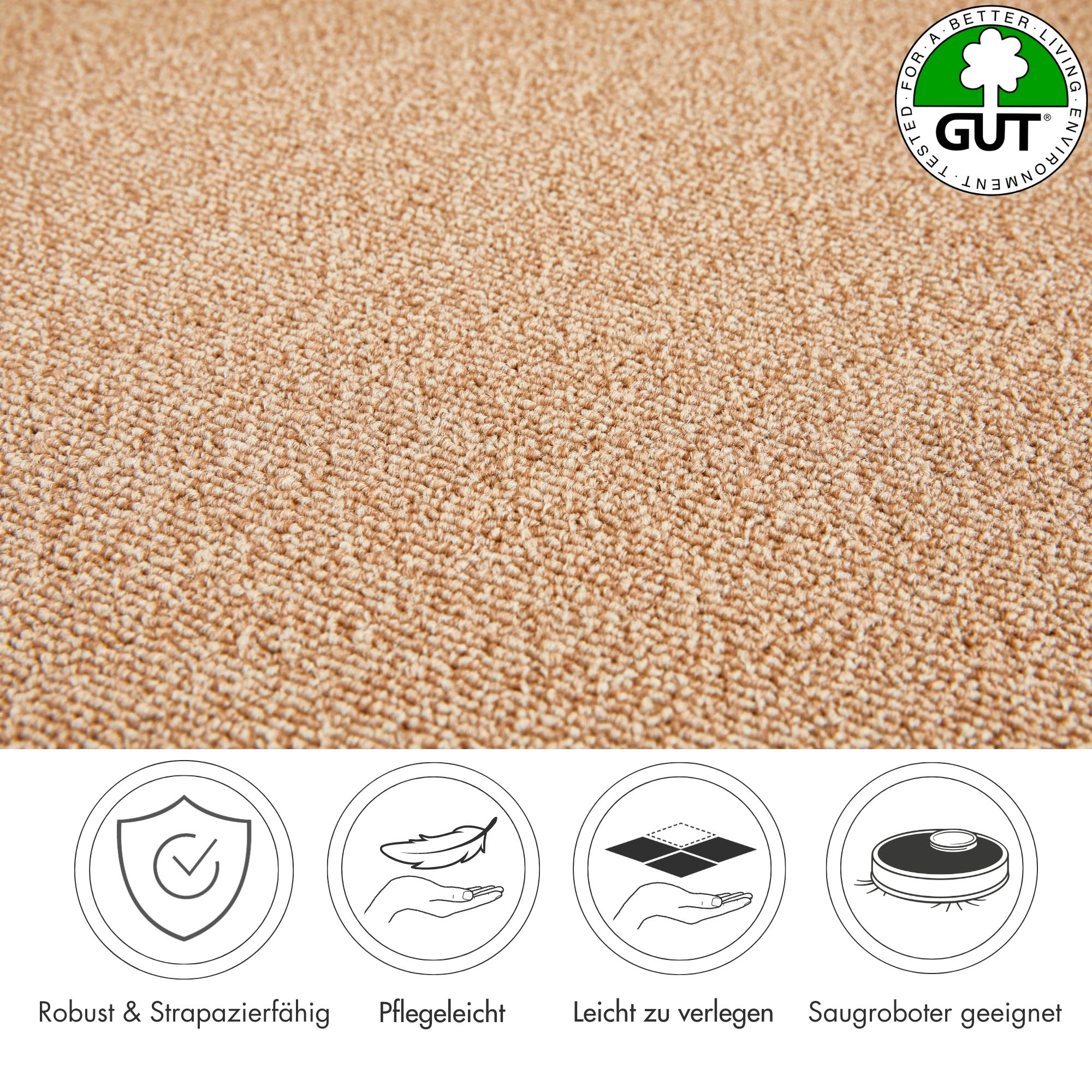 ANDIAMO Matz Loop Pile Carpet Sand 500x500cm 2