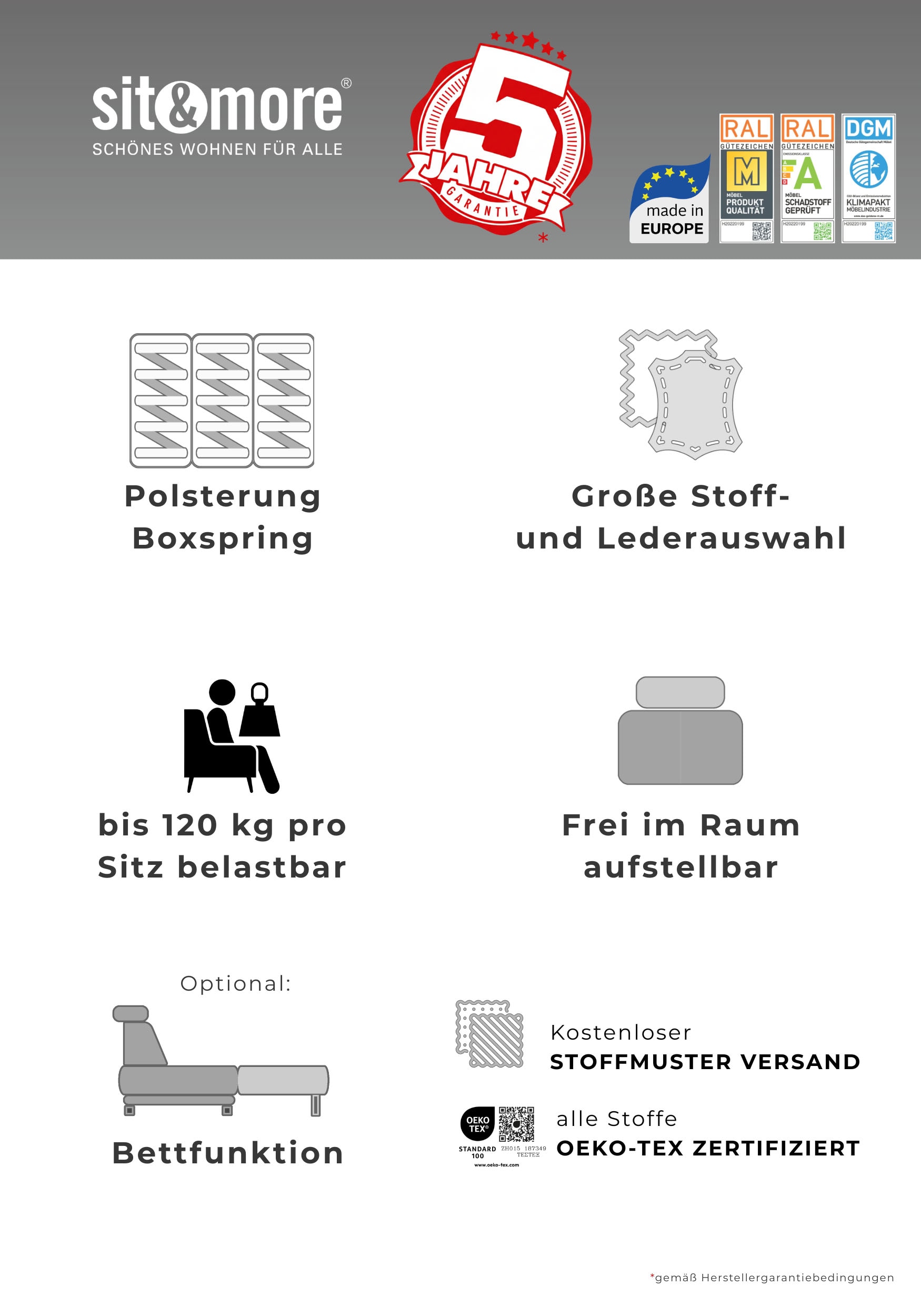 sit&more Sessel »Ascara« inklusive komfortablem Federkern