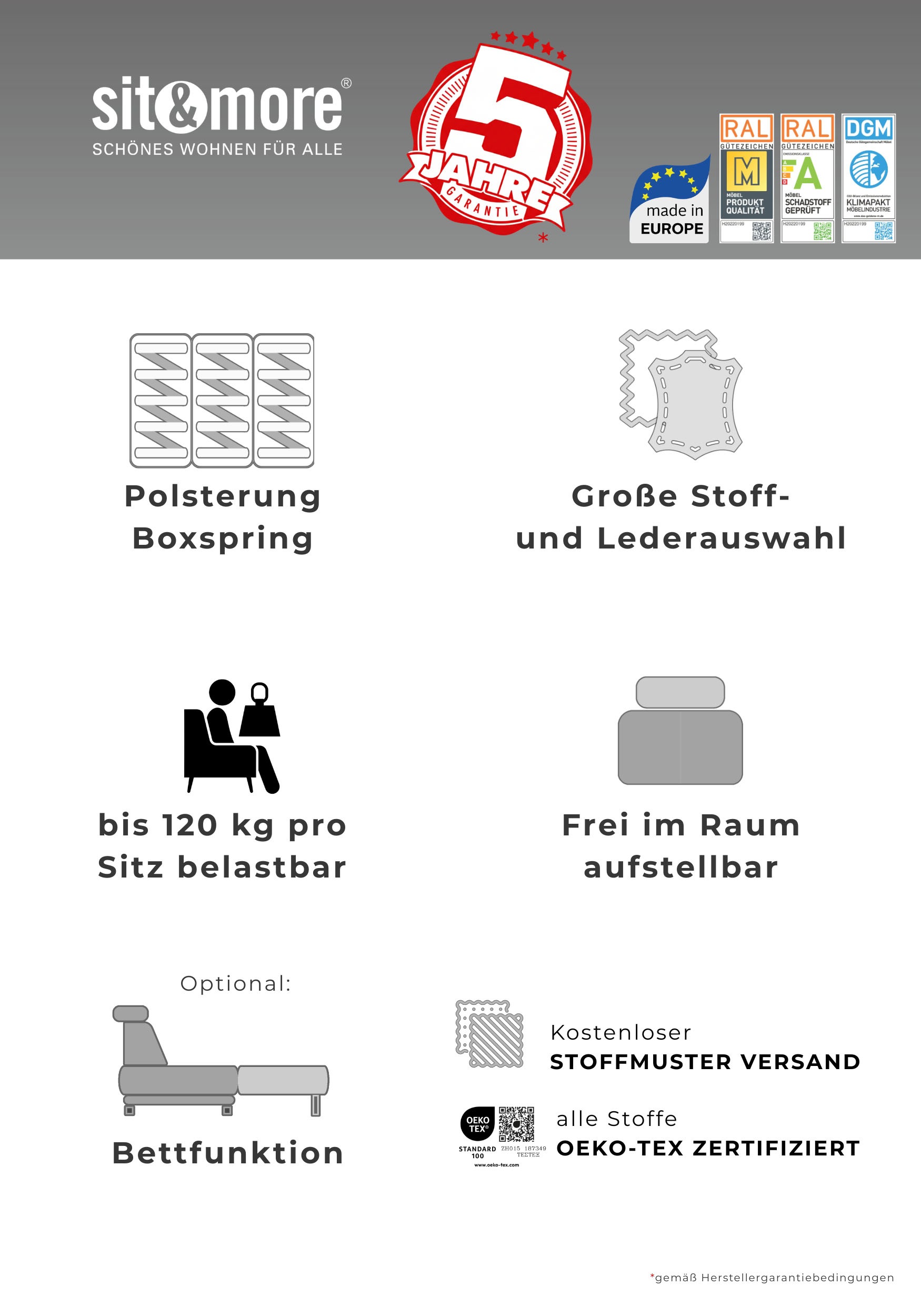 sit&more Sessel "Ascara" inklusive komfortablem Federkern