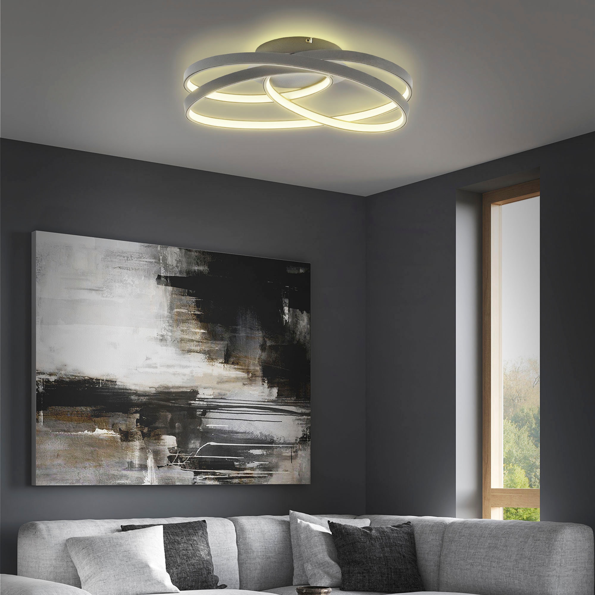 mit Ringleuchte, LED 35W, warmweißen 3.000K«, BAUR | flammig-flammig, Licht, IP20, Deckenleuchte »BK_FR1540 39,5cm Silber, B.K.Licht LED 4.600lm, B: 1 Frame-Deckenlampe,