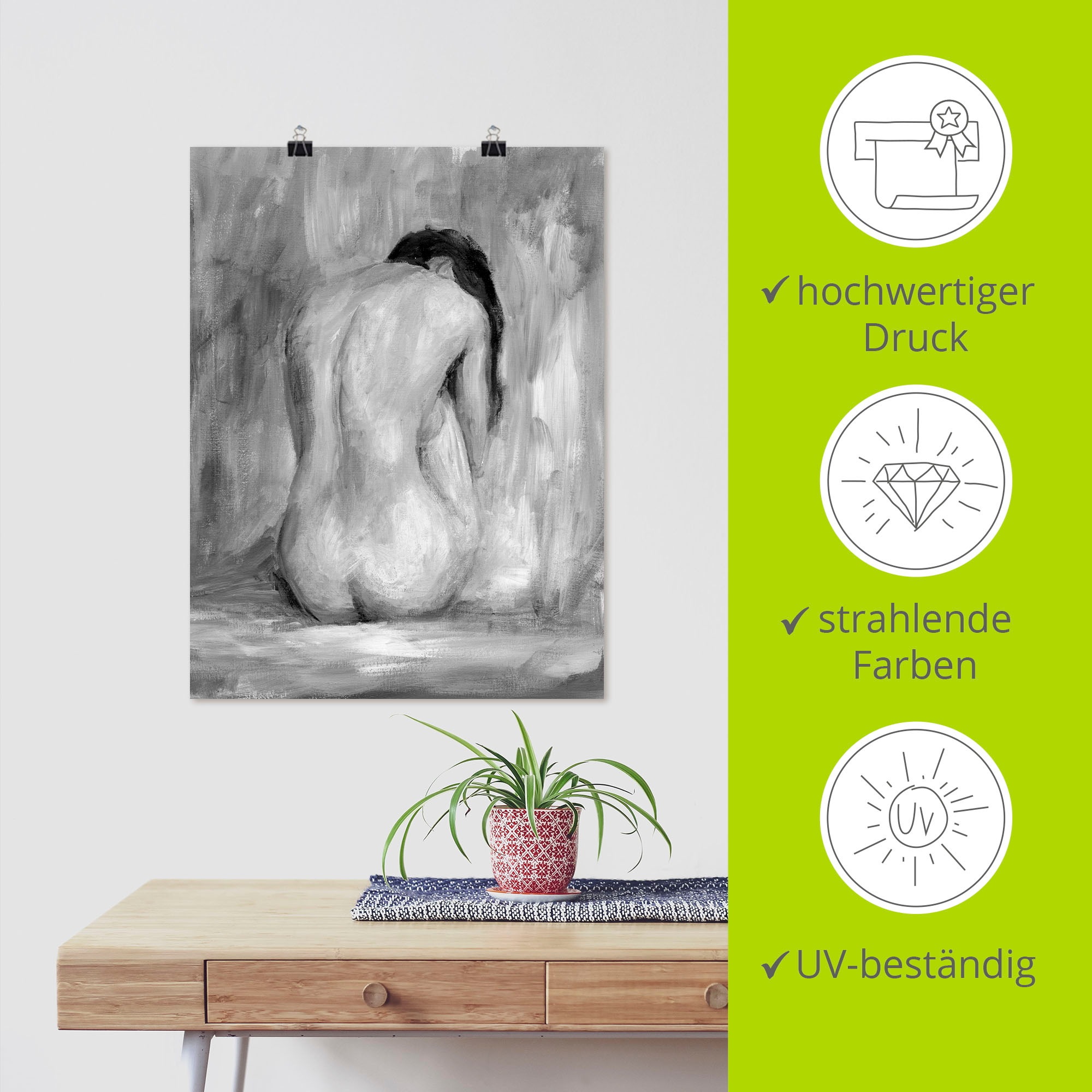 Artland Wandbild »Figur in schwarz & weiß II«, Frau, (1 St.), als Alubild, Outdoorbild, Leinwandbild, Poster, Wandaufkleber