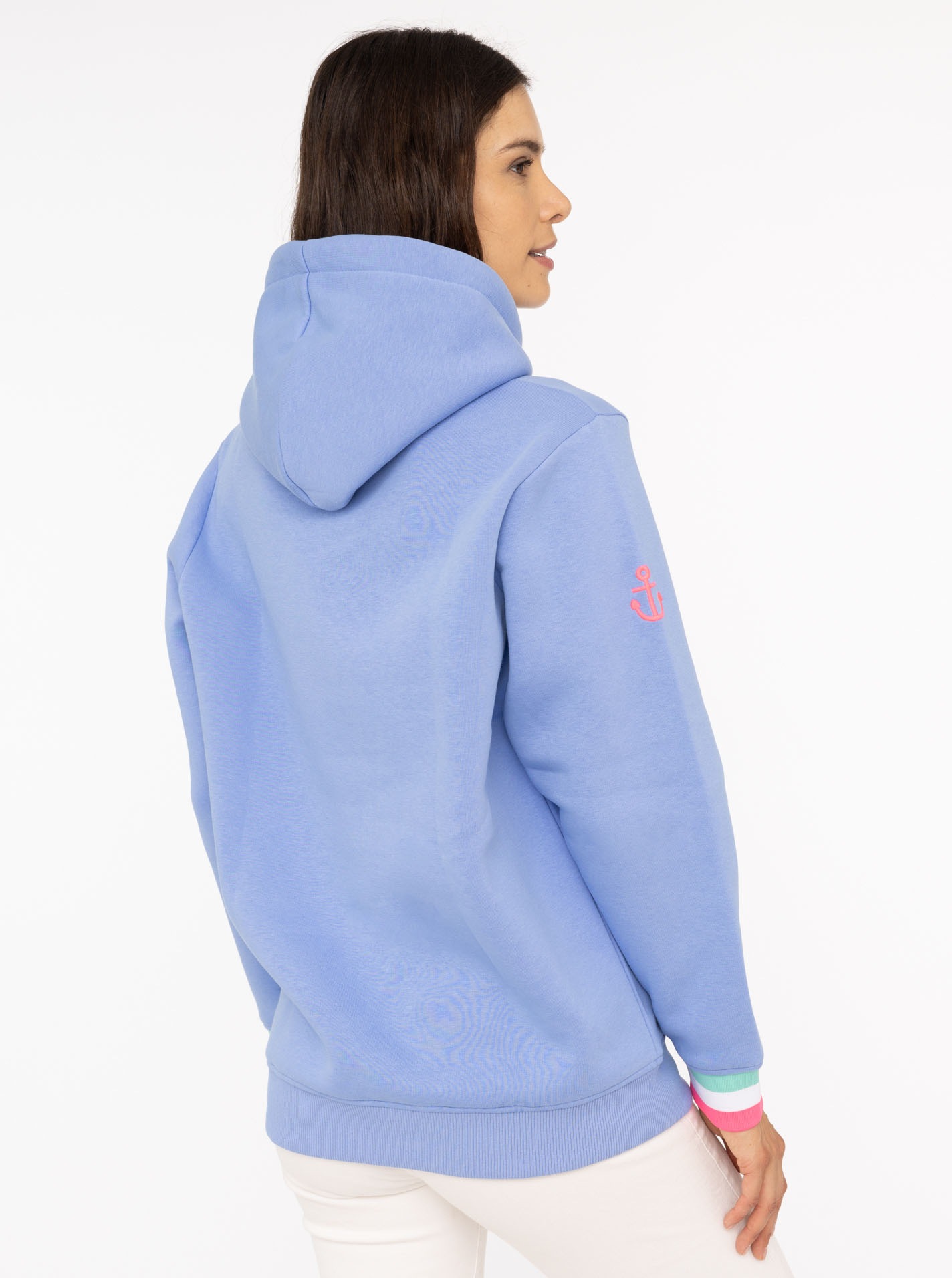 Zwillingsherz Hoodie ""Bailey"", mit Aufschrift Moin und Anker in Neonfarbe günstig online kaufen