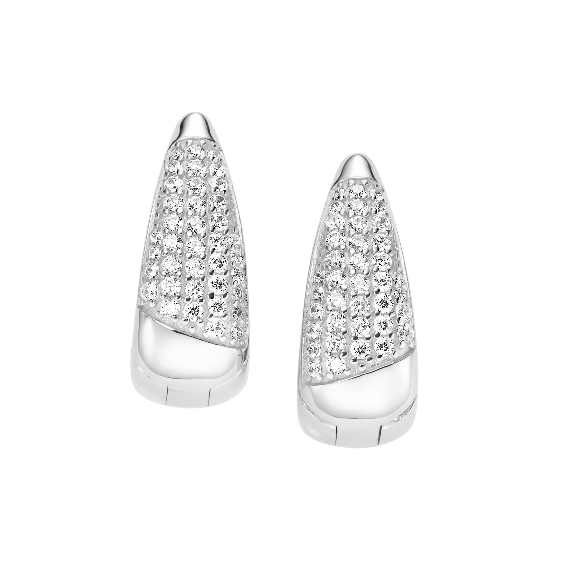 Giorgio Martello Milano Oval Hinged Hoop Earrings Silver 2