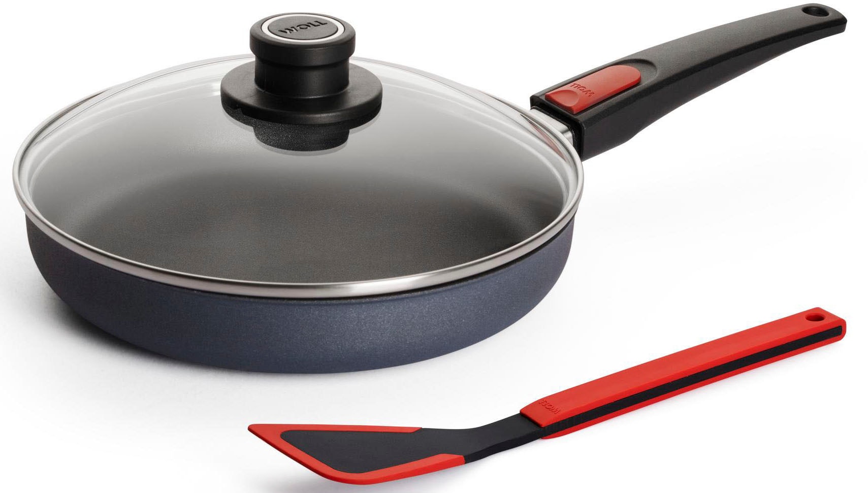 WOLL Bratpfanne "MADE IN GERMANY - Diamond Lite" Aluminium Set, 3 Stk. tlg. Induktion, inkl. Pfannenwender, abnehmbarer Stiel