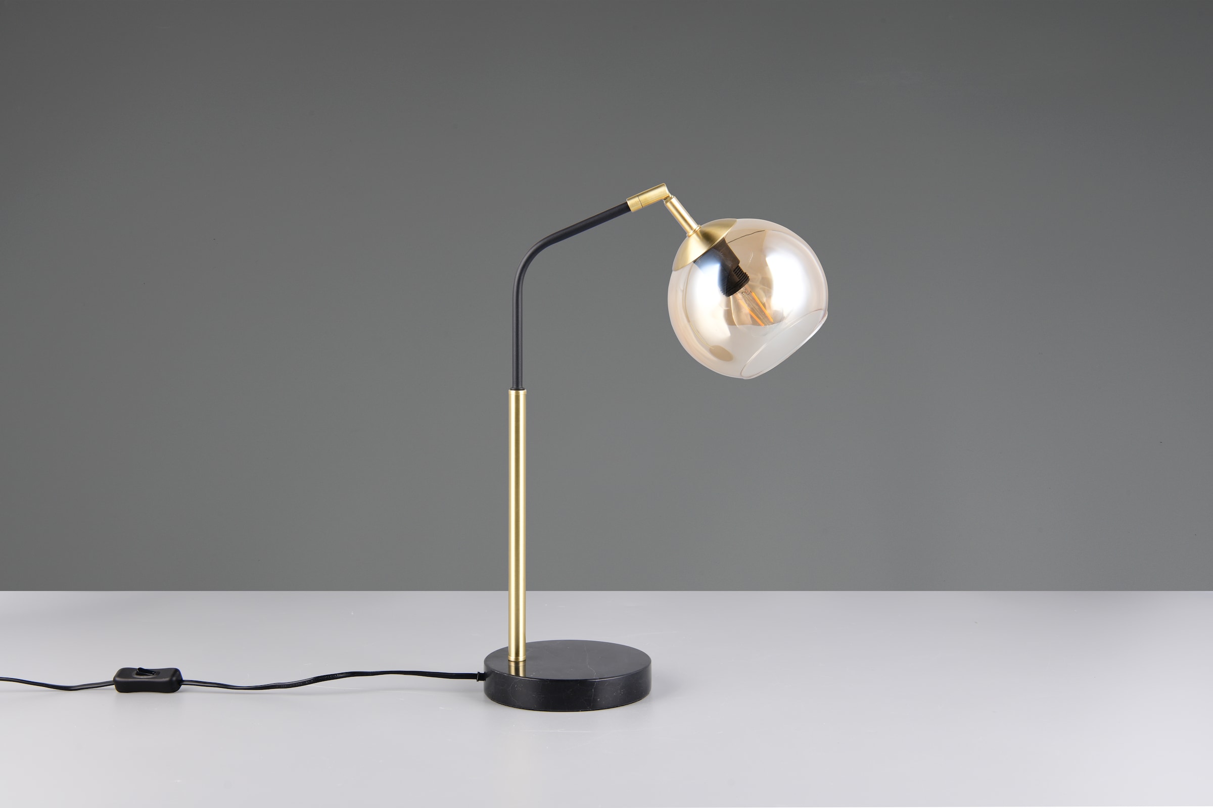 TRIO Leuchten Schreibtischlampe »PAXTON, exkl. 1x E14 max 10W, Leseleuchte Nachttischlampe«, 1 flammig, Leuchtmittel E14 | Leuchtmittel wechselbar, mit Glas Lampenschirm, Schnurschalter, Höhe 45 cm, Tiefe 28 cm