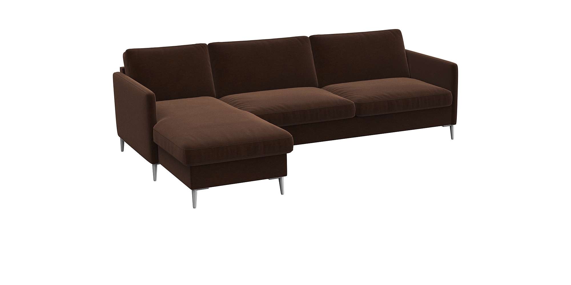 FLEXLUX Ecksofa »Fiore, L-Form, bequem und komfortabel durch hochwertigem Sitzaufbau«, schmale Armlehnen, Kaltschaum, Füße Alu