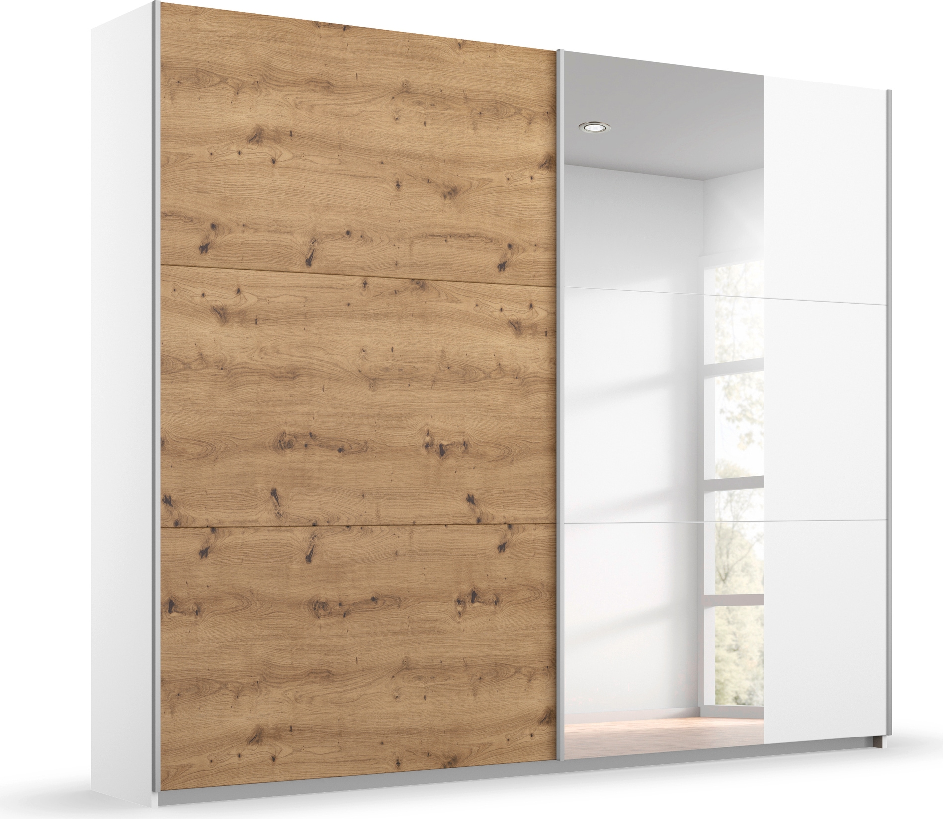 rauch Schwebetürenschrank "Kleiderschrank Schrank Garderobe AURELIO" 3 Ausstattungen BASIC/CLASSIC/PREMIUM (inkl. SOFT-CLOSE-FUNKTION), zeitloses Design, viele Farben, Breiten 175/218/261 cm MADE IN GERMANY