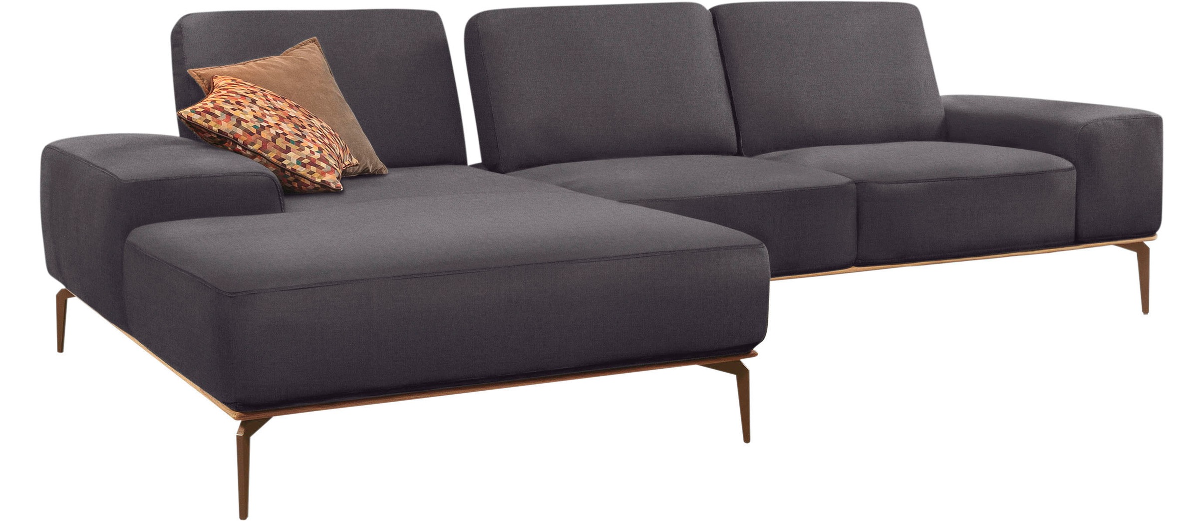 W.SCHILLIG Ecksofa »run, Designsofa mit tollem Sitzkomfort, L-Form«, mit Holzsockel, Füße in Bronze pulverbeschichtet, Breite 299 cm