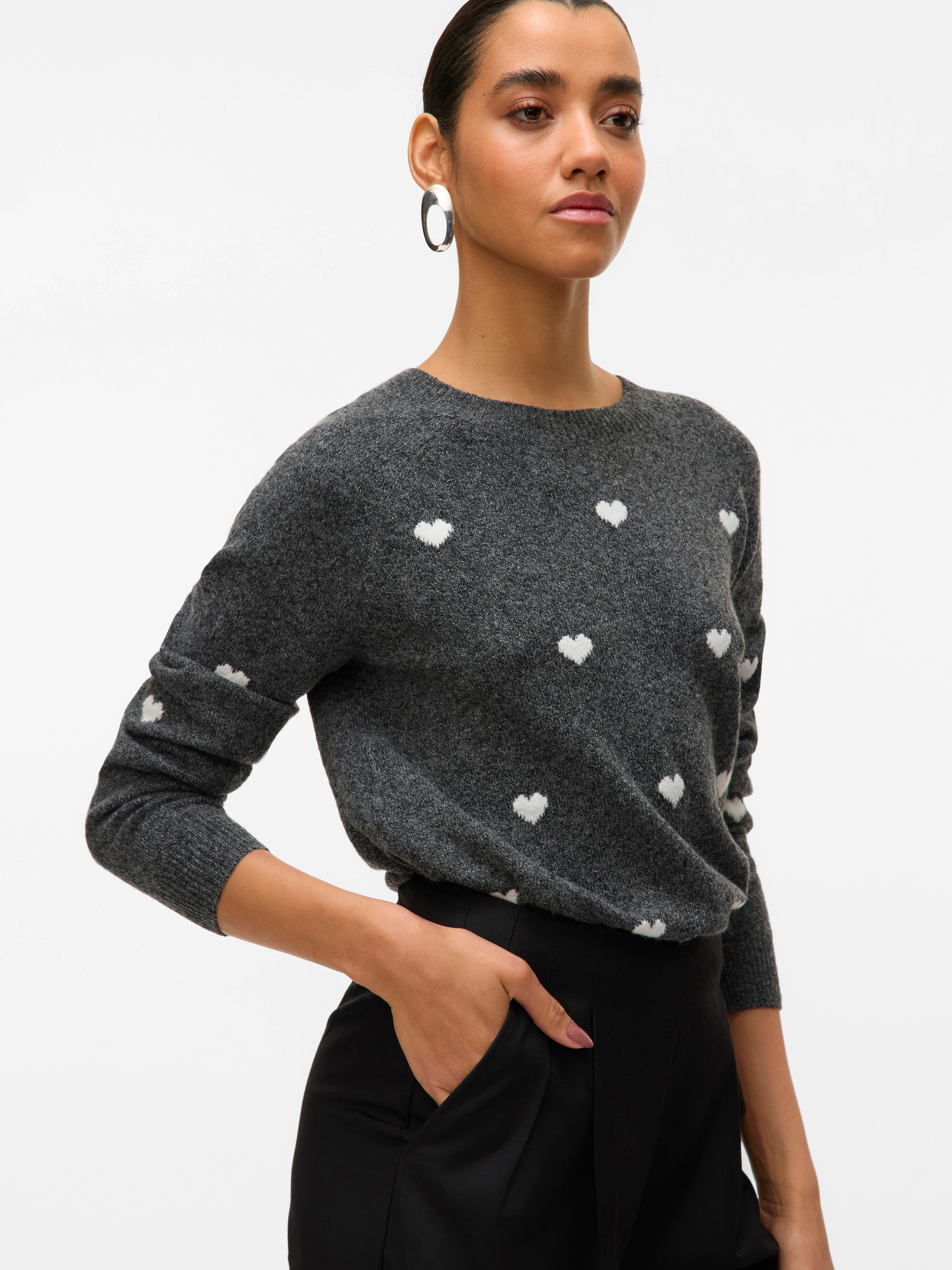Vero Moda Rundhalspullover "VMDOFFY INTARSIA LS O-NCK PULLOV GA NOOS" mit H günstig online kaufen