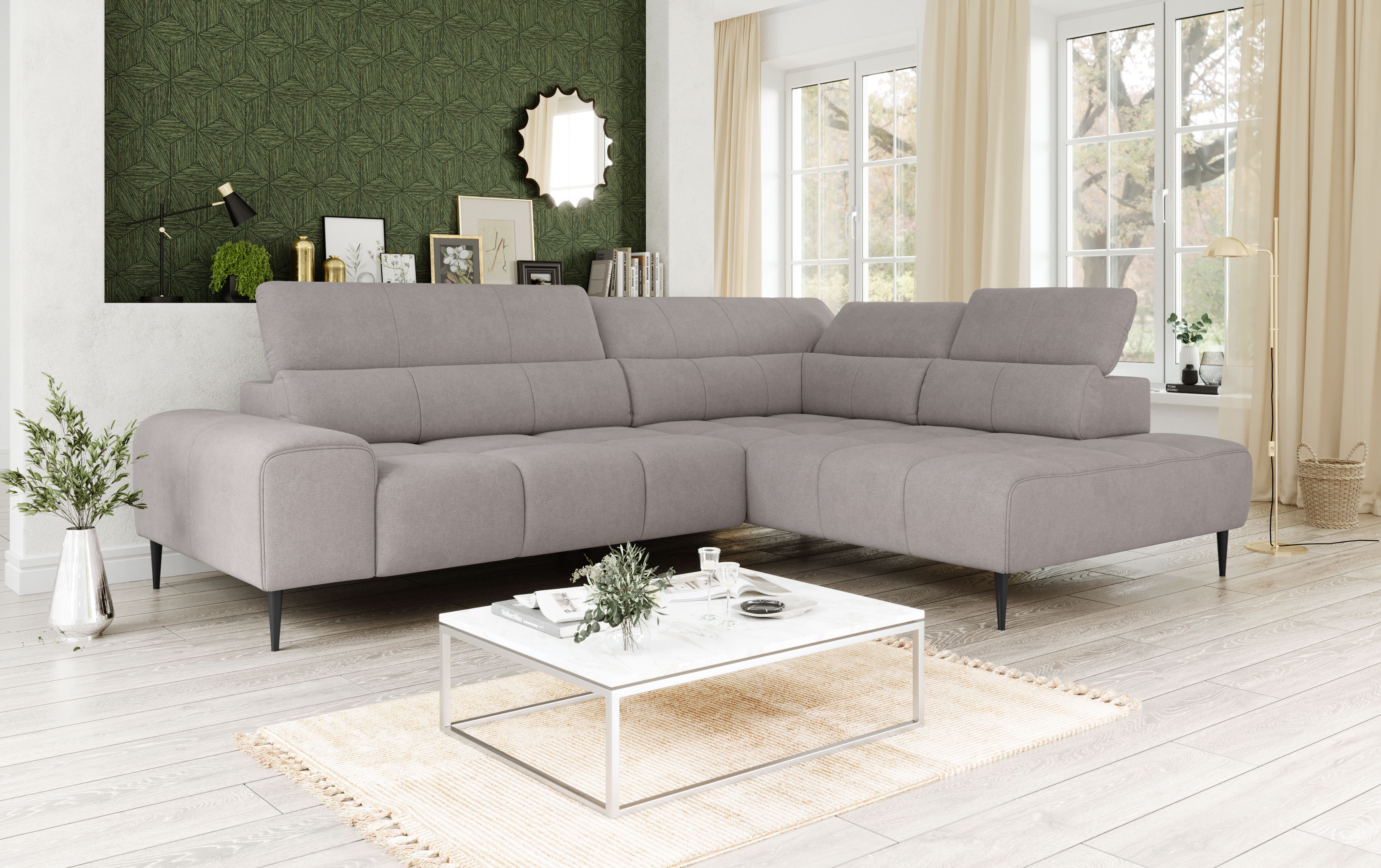 OTTO home Ecksofa "Theo L-Form, B: 298 cm" mit Kopfteilverstellung, optional Sitztiefenverstellung