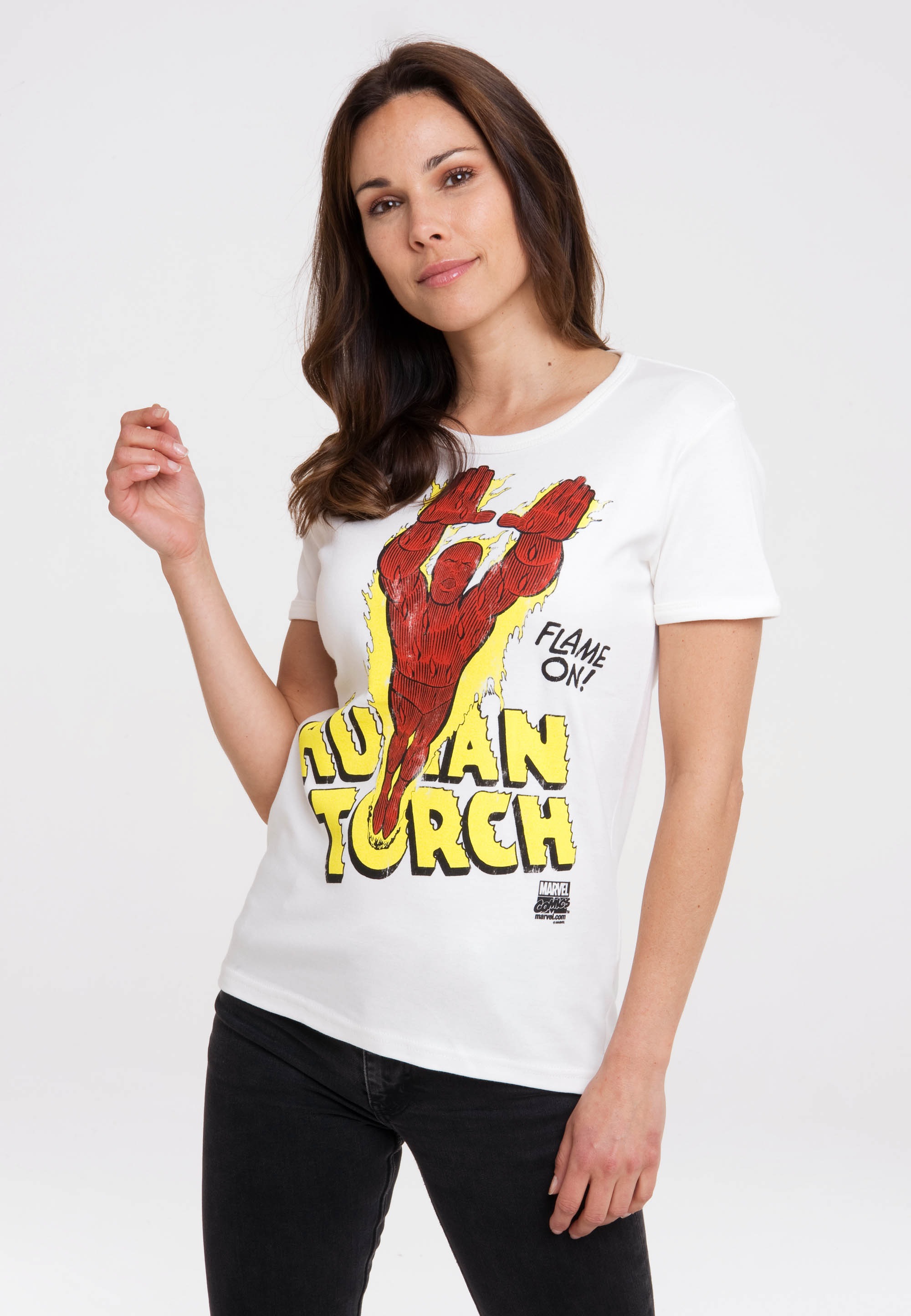 LOGOSHIRT T-Shirt »Human Torch – Flame On«, mit lizenziertem Originaldesign