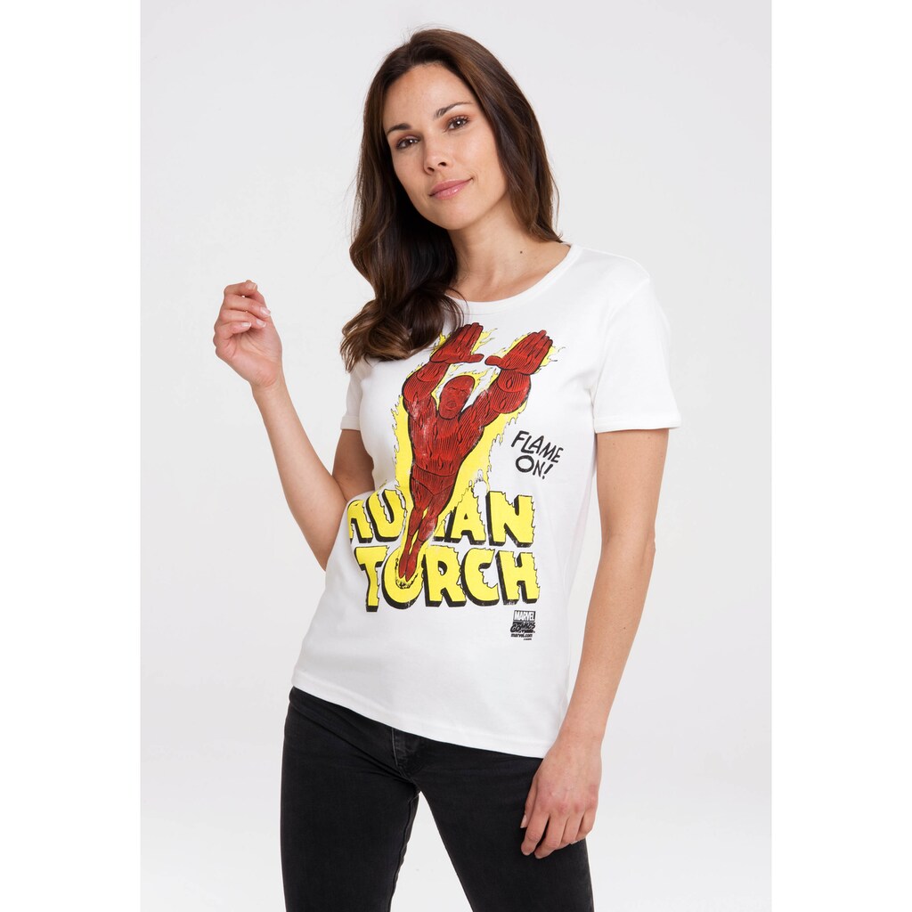 LOGOSHIRT T-Shirt »Human Torch – Flame On«, mit lizenziertem Originaldesign