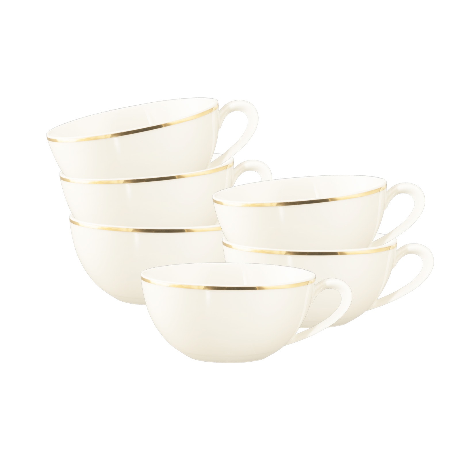 Seltmann Weiden Tasse "Teetassen Savona Goldlinie 170 ml 6er Set creme" Spülmaschinenfest, Mikrowellensicher, Ofenfest