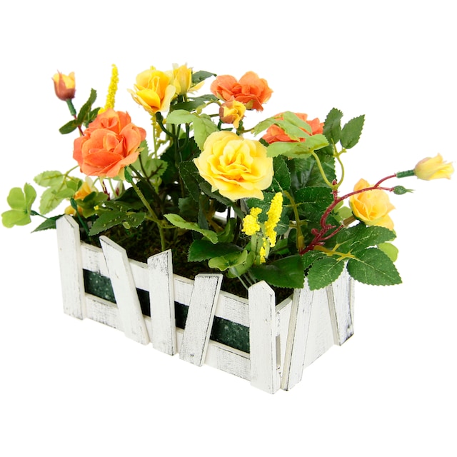 I.GE.A. Kunstblume »Wildrosen im Zaun«, Künstliche Blumen Seidenblumen  Rosenblätter Rosenbusch bestellen | BAUR