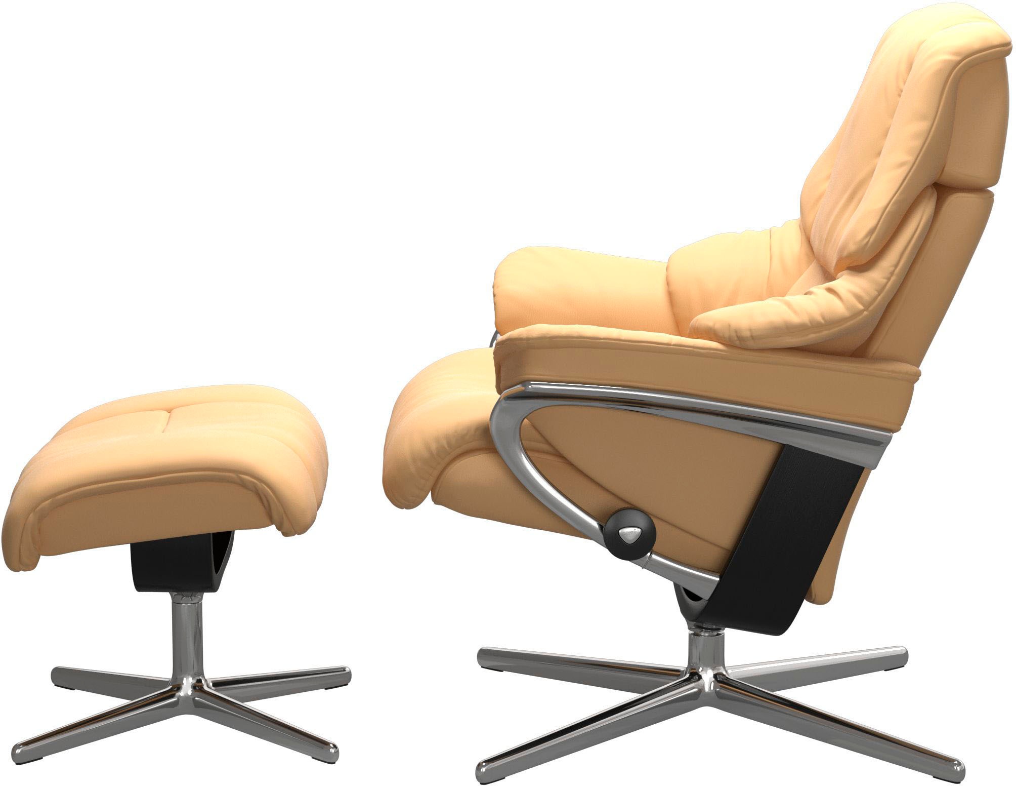 Thumbnail - Stressless Relaxsessel "Reno", (Set, Relaxsessel mit Hocker), mit Hocker, mit Cross Base, Größe S, M & L, Holzakzent Sch...