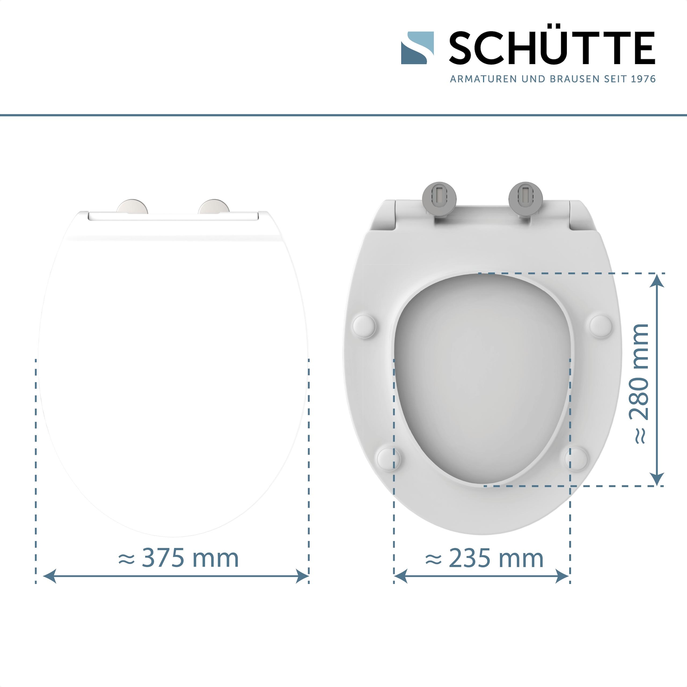 Schütte WC-Sitz »Duroplast, WHITE PRO 9«, (WC-Sitz, Befestigungsmaterial, Montageanleitung), mit Absenkautomatik und Schnellverschluss