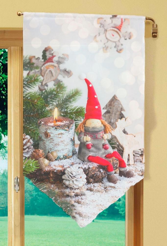 HOME WOHNIDEEN Scheibengardine "WEIHNACHTSWICHTEL" Stangendurchzug 1 Stk. t günstig online kaufen