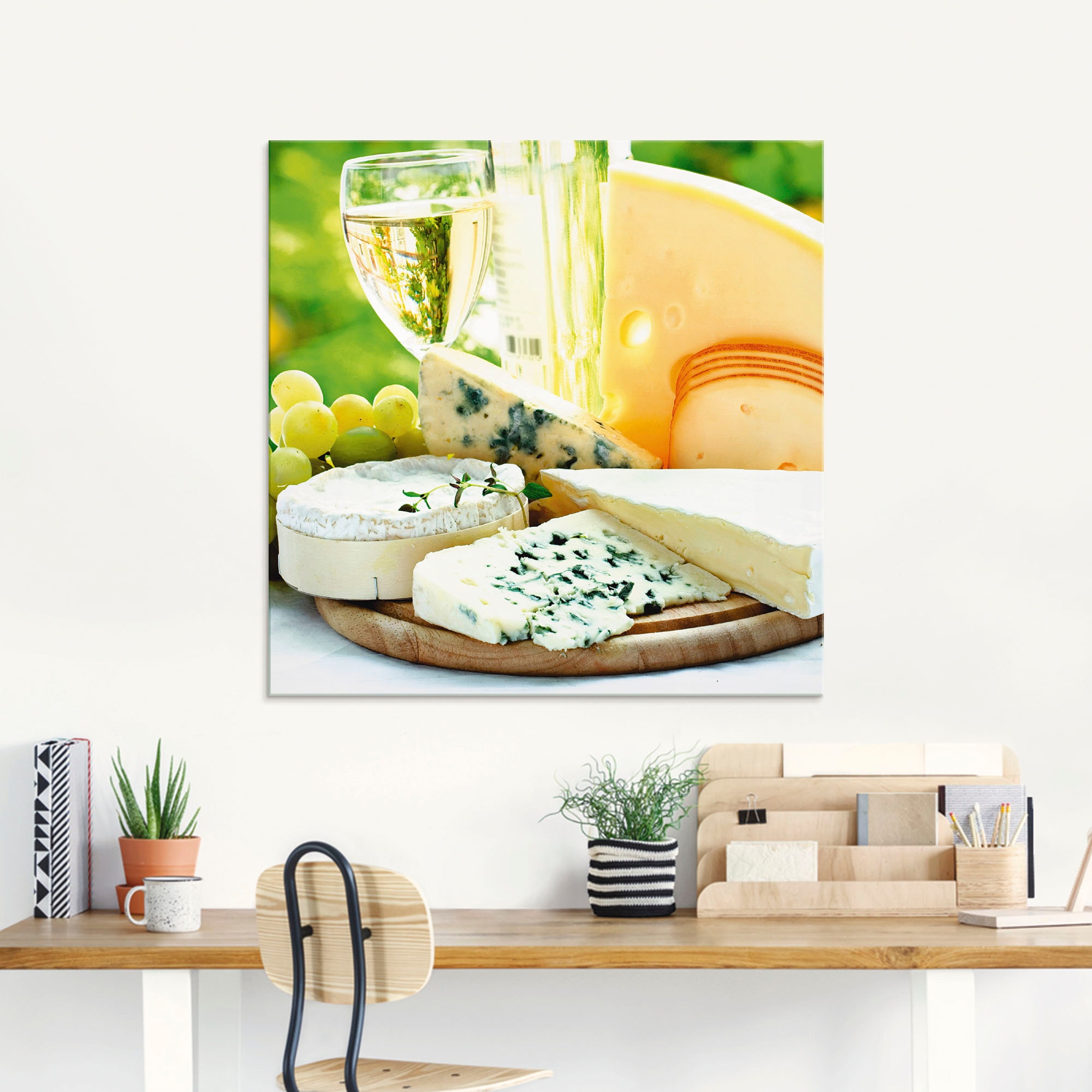 Artland Glasbild »Käse & Wein«, Lebensmittel, (1 St.), in verschiedenen Größen