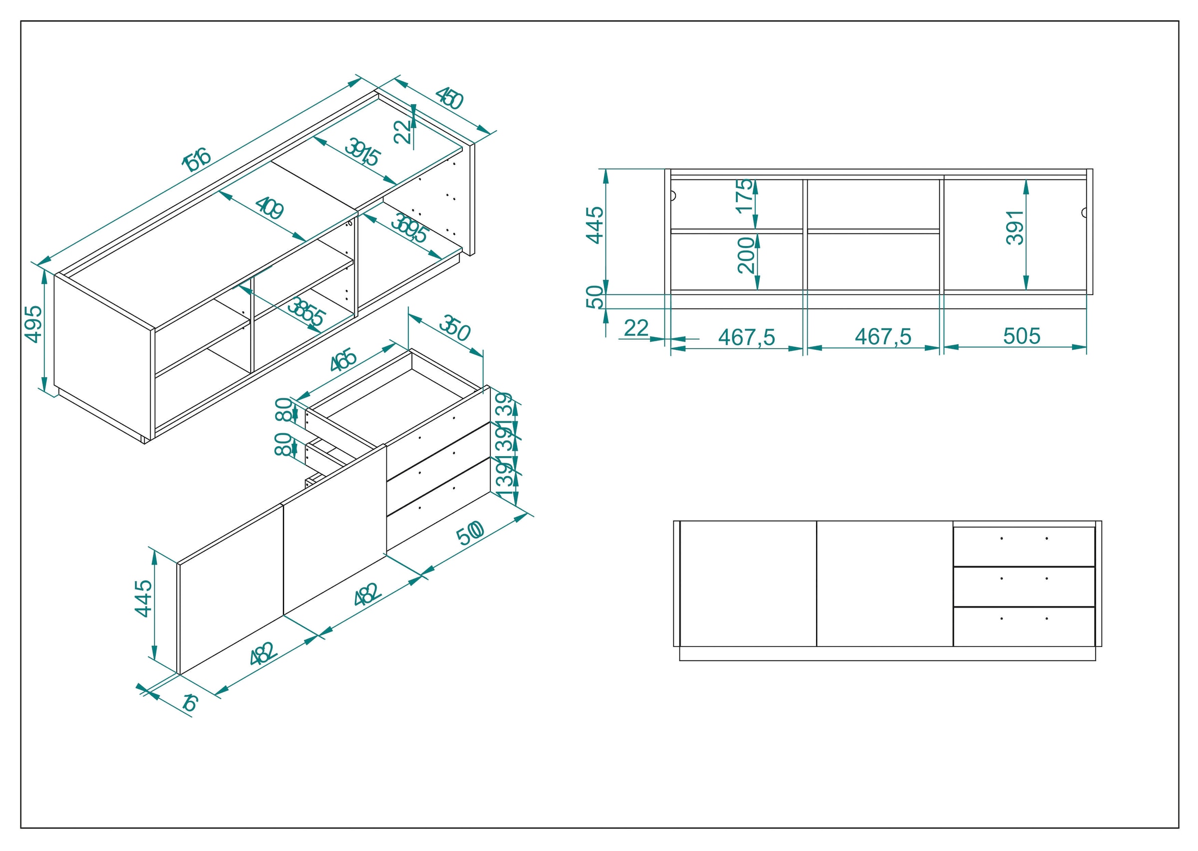 INOSIGN Lowboard »LARGO«, Soft-Close-Funktion, Breite ca.152 cm