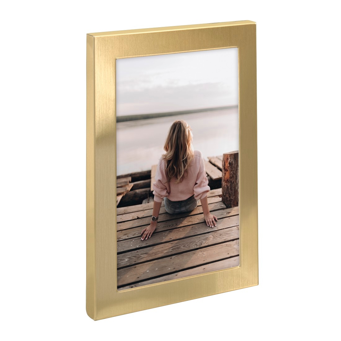 Hama Bilderrahmen »Bilderrahmen 13 x 18 cm für 1 Bild, zum Aufhängen und Stellen, Gold«, für 1 Bilder, (1 St.), Portraitrahmen, Aluminium, Hochformat, Querformat, Tischaufsteller