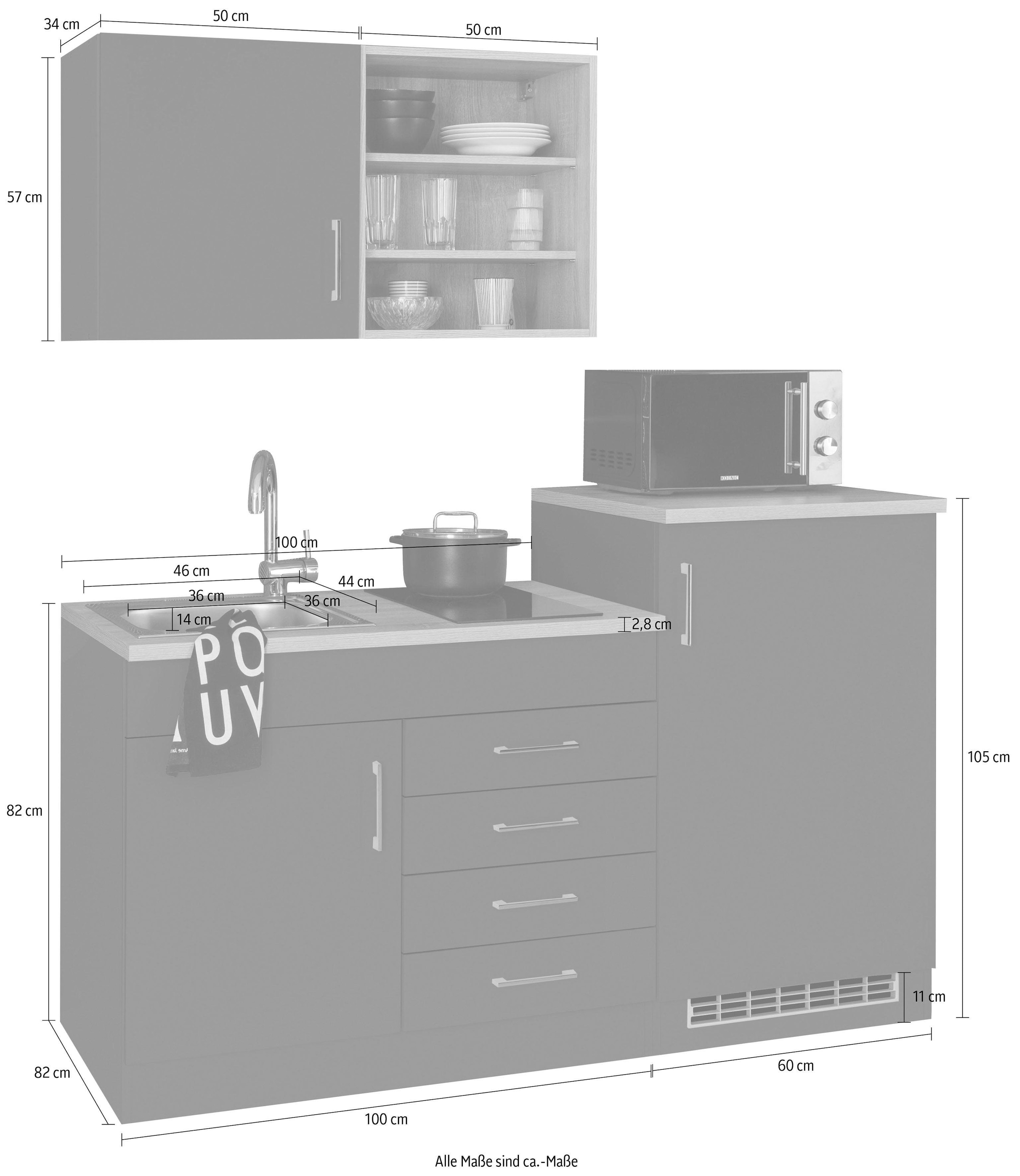 HELD MÖBEL Pantryküche »Mali«, Breite 160 cm, mit E-Geräten