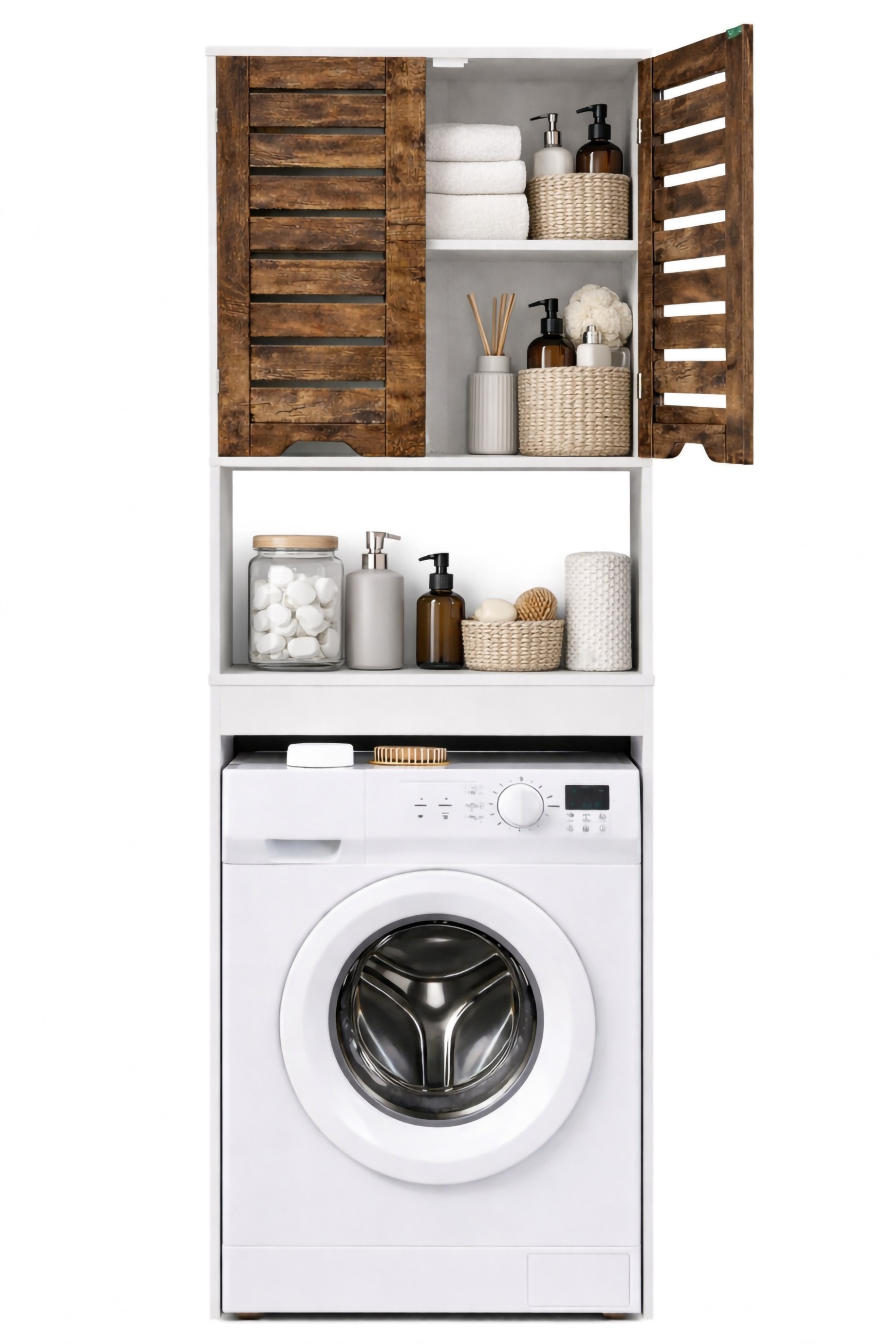 Waschmaschinenumbauschrank VCM, B:63cm T:23cm, braun, Obermaterial: 100% Holz Wood., Schränke, "Überbauschrank Waschmaschine Überbau Schrank Flonali"