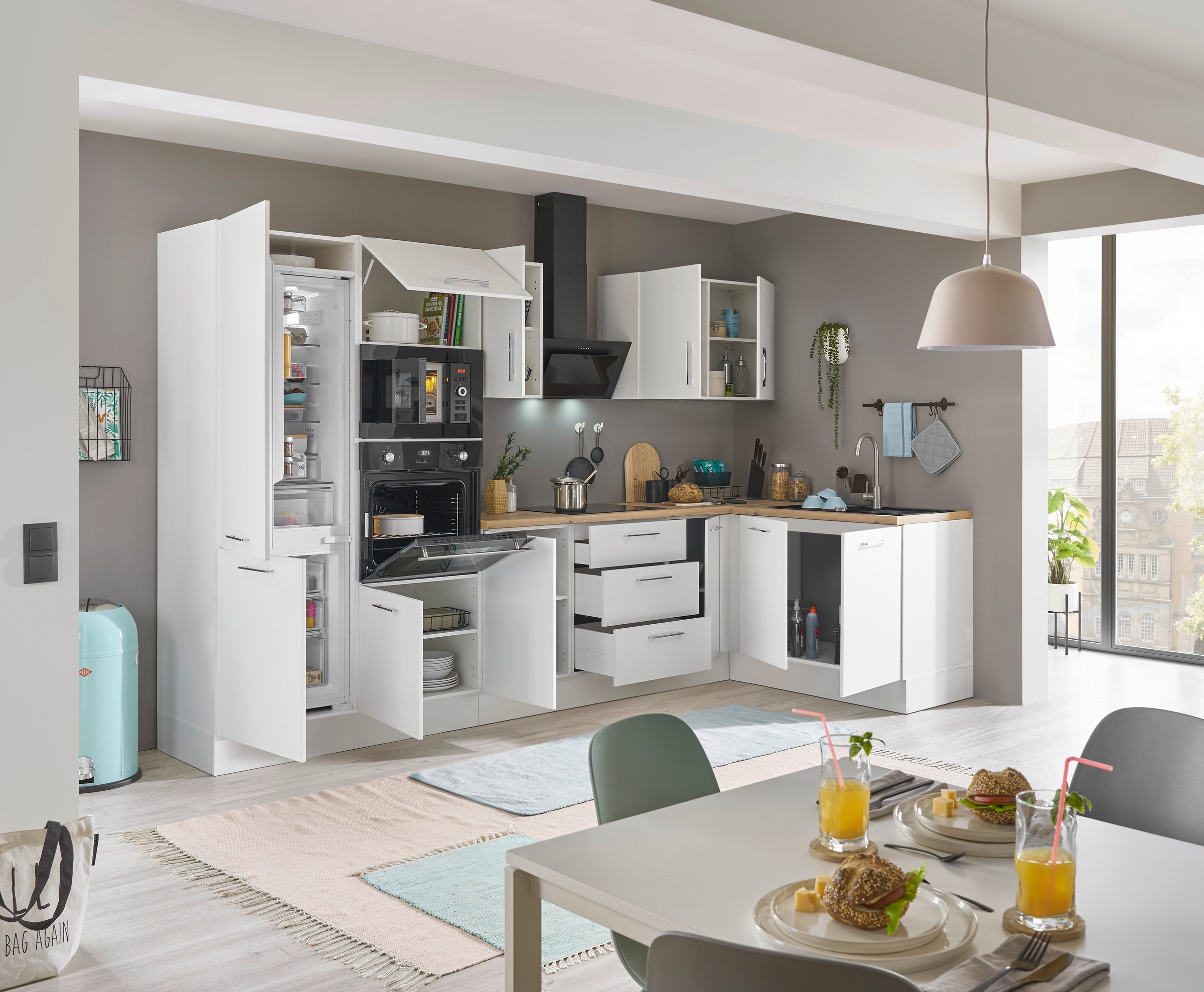 BASIC by Balculina Winkelküche »Turin«, Stellbreite 330x175 cm, wahlweise mit E-Geräten
