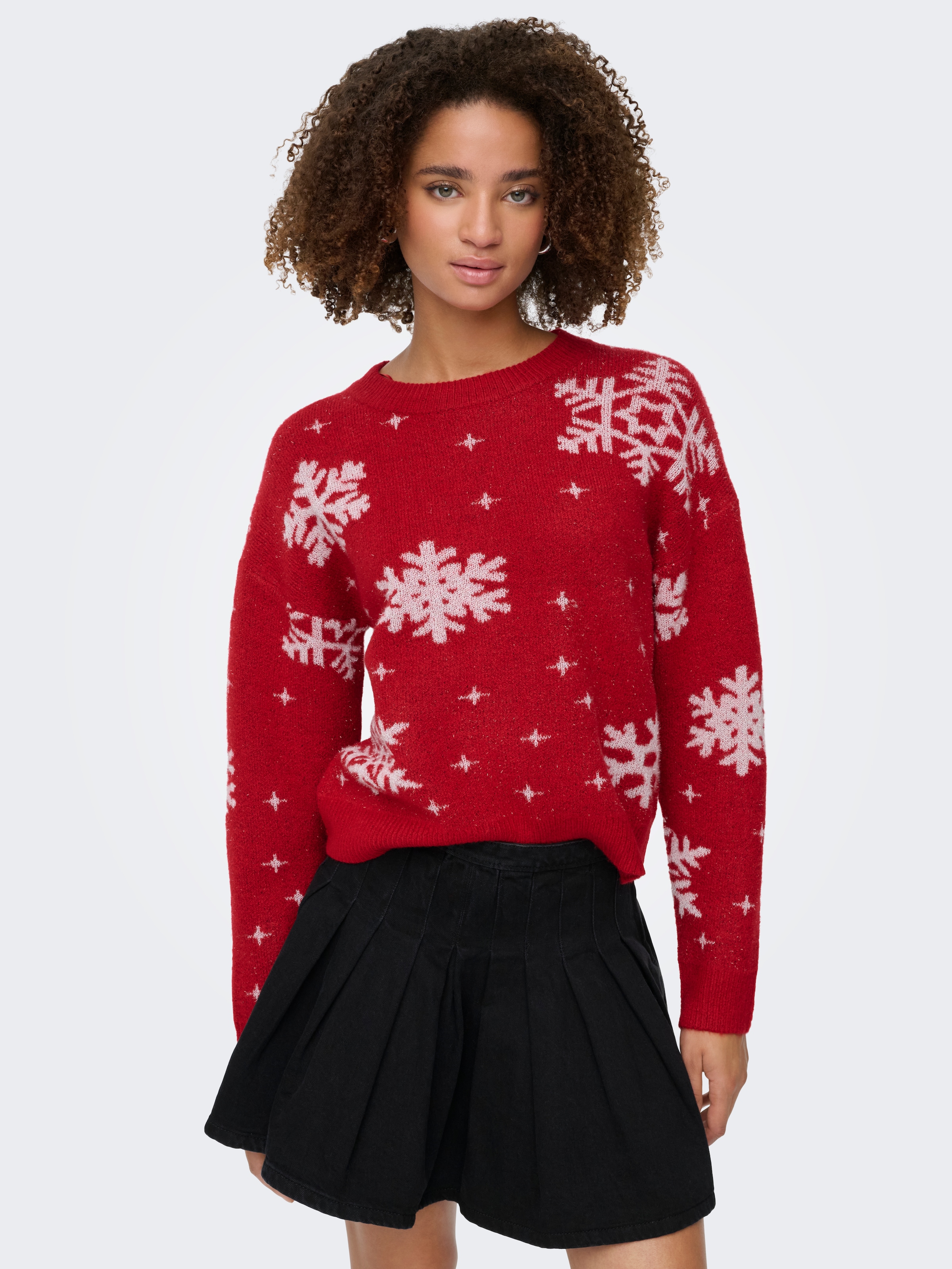 ONLY Weihnachtspullover "ONLXMAS ROLFA LS ONECK SNOWFLAKES KNT" günstig online kaufen