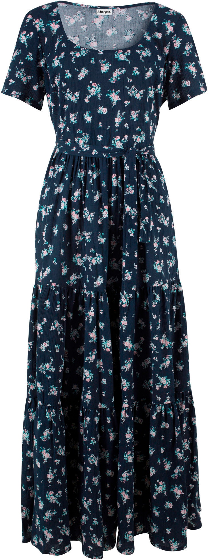 bonprix Maxikleid aus reiner Baumwolle, Loose Fit, Kurzarm-Design, mit Allover-Muster