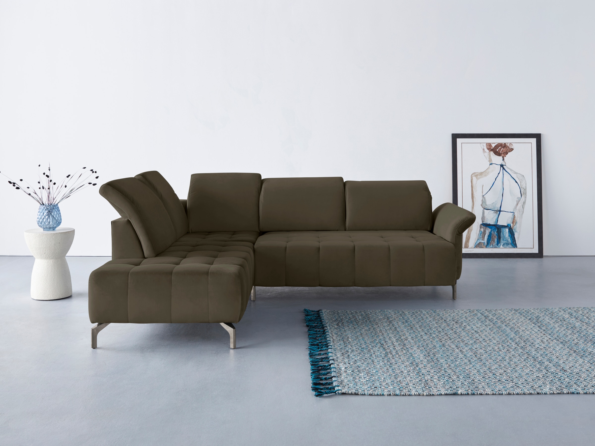 OTTO home Ecksofa "Fresh L-Form" Federkern, wahlweise Kopfteilverstellung und motorischer Vorziehsitz
