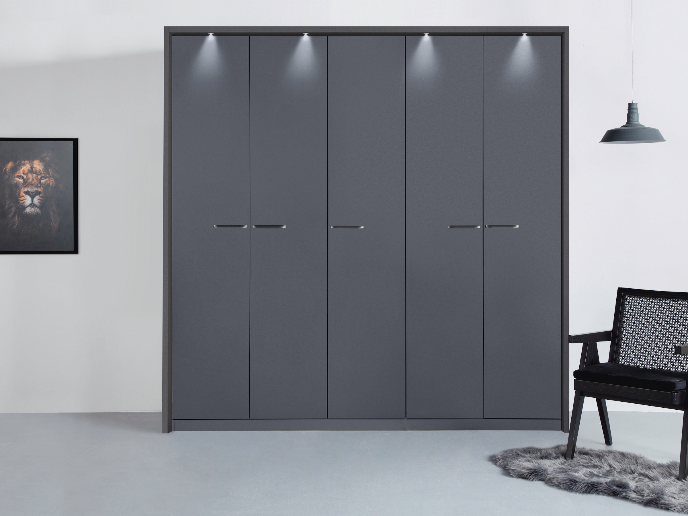 OTTO home "Mehrzweckschrank Aktenschrank Möbel Mietswohnung Schlafzimmer OTELI" erhältlich in Breiten 230/275 cm inkl. Innenschubladen und extra Böden, inkl. Passepartout optional mit Beleuchtung MADE IN GERMANY