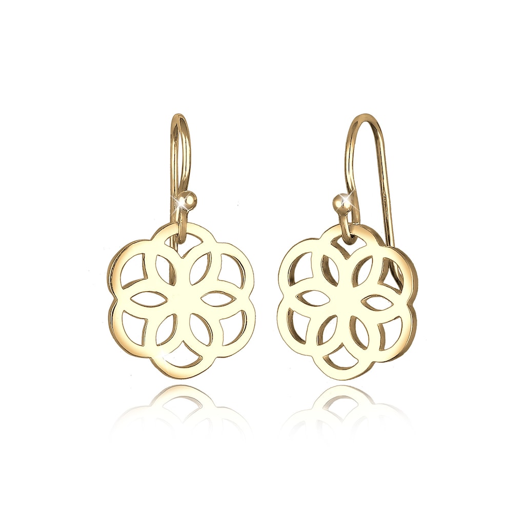 Elli Paar Ohrhänger »Blume Ornament Cut-Out Flower of Life Silber«
