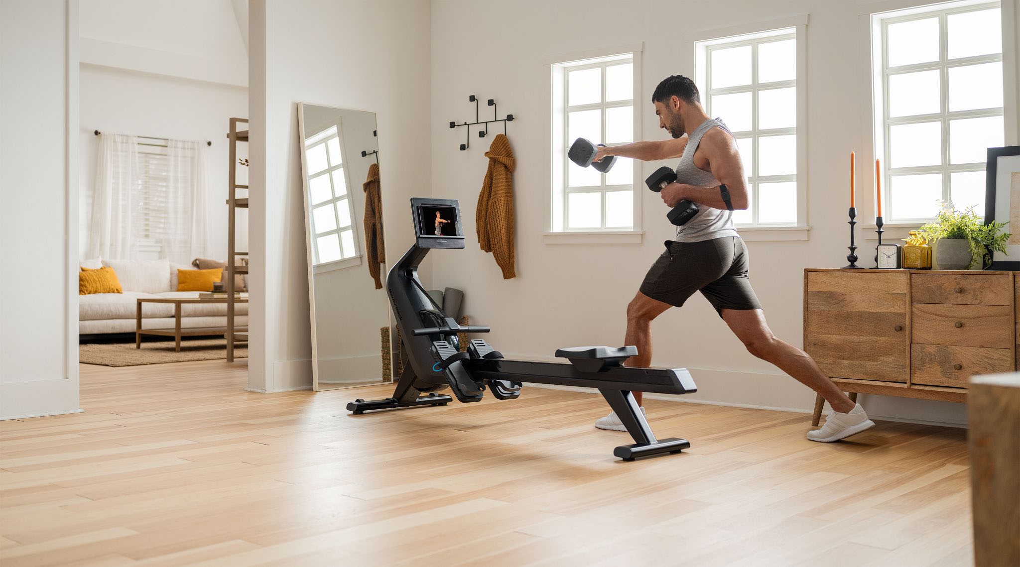 NordicTrack Rudergerät »NordicTrack RW300«, (Rower mit 5'' Display und Tabletfach), Rudermaschine, 26 Widerstandsstufen, Magnetbremssystem
