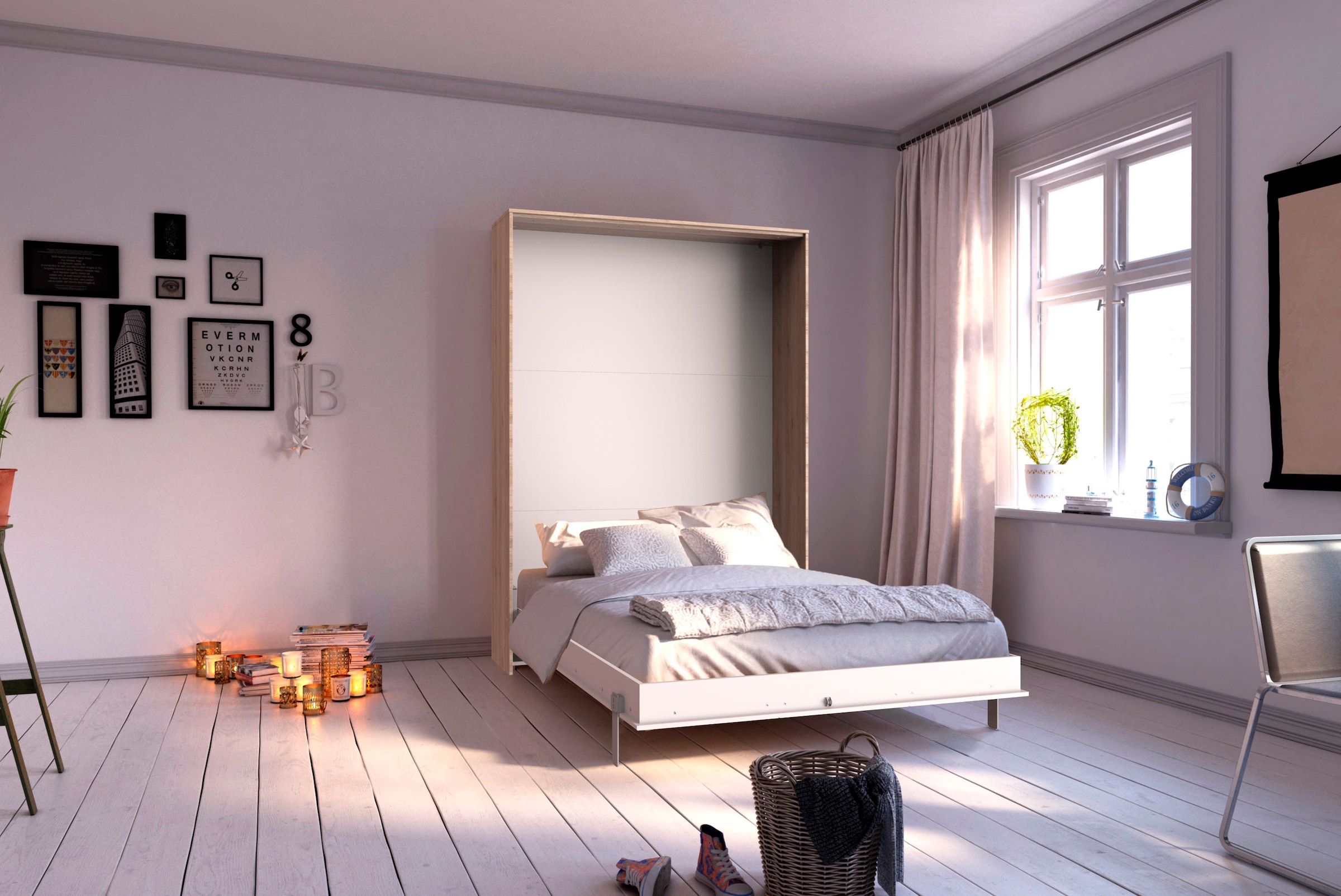 Wimex Schrankbett »Juist Schrankklappbett Gästebett«, vertikal klappbar, 3 Liegeflächen, mit Lattenrost, Made in Germany