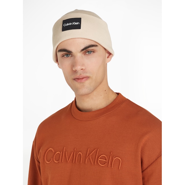 Calvin Klein Beanie »FINE COTTON RIB BEANIE«, mit Logopatch online  bestellen | BAUR