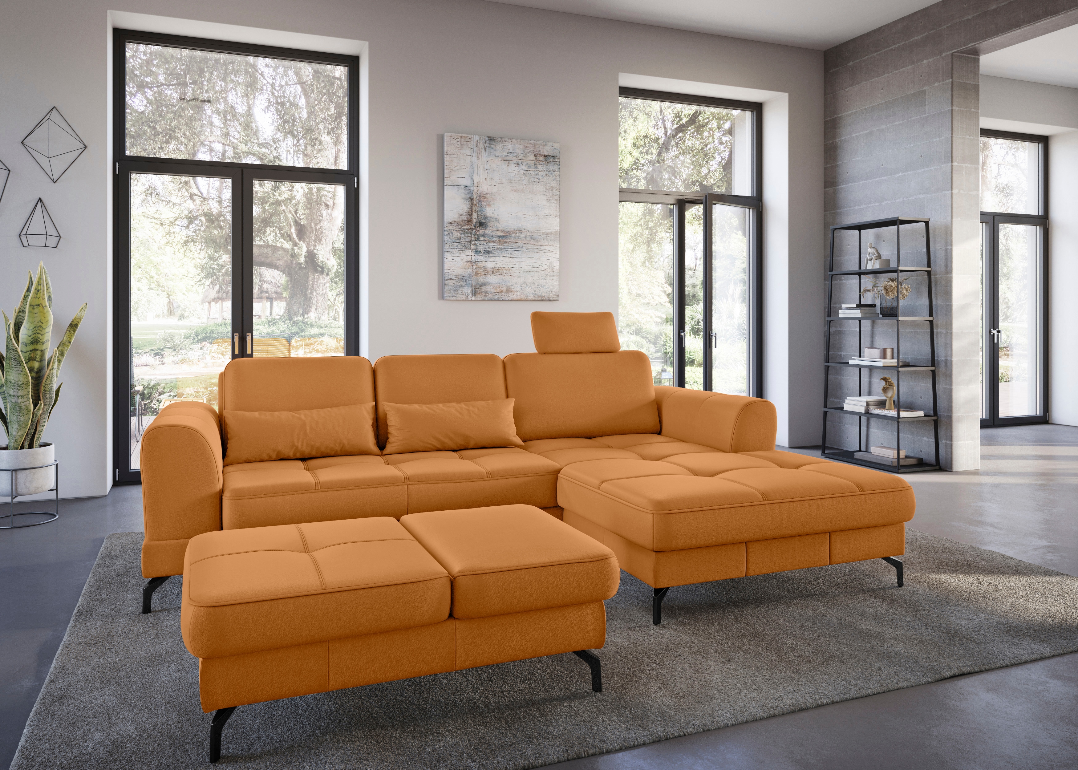 sit&more Ecksofa "Bendigo L-Form" inklusive Sitztiefenverstellung, Bodenfreiheit 12 cm, in 2 Fußfarben