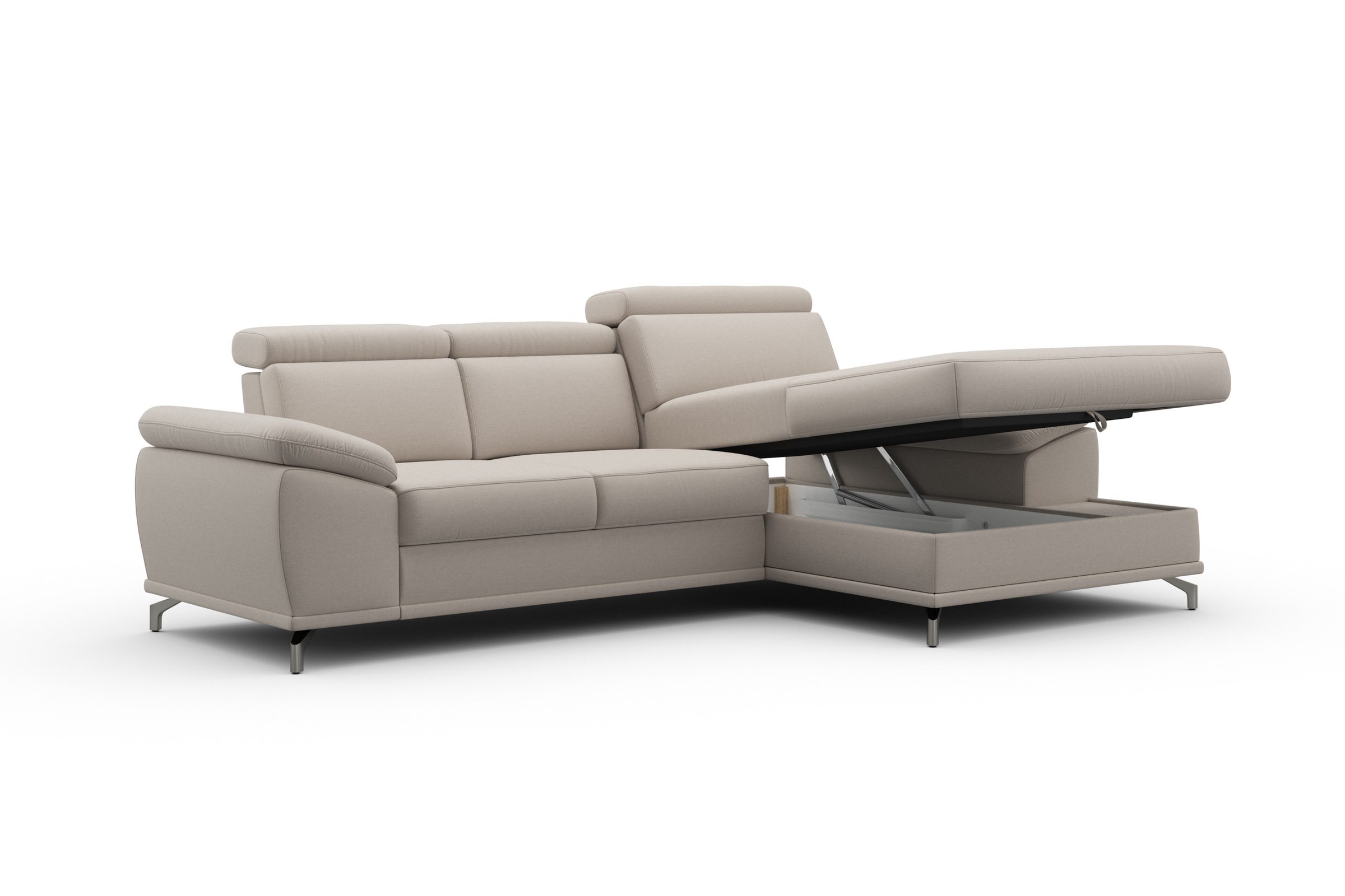 sit&more Ecksofa »Cabrio L-Form, mit Sitztiefenverstellung, Arm- und Kopfteilverstellung«, 2 Nierenkissen, Federkern, optional Bettfunktion und Stauraum