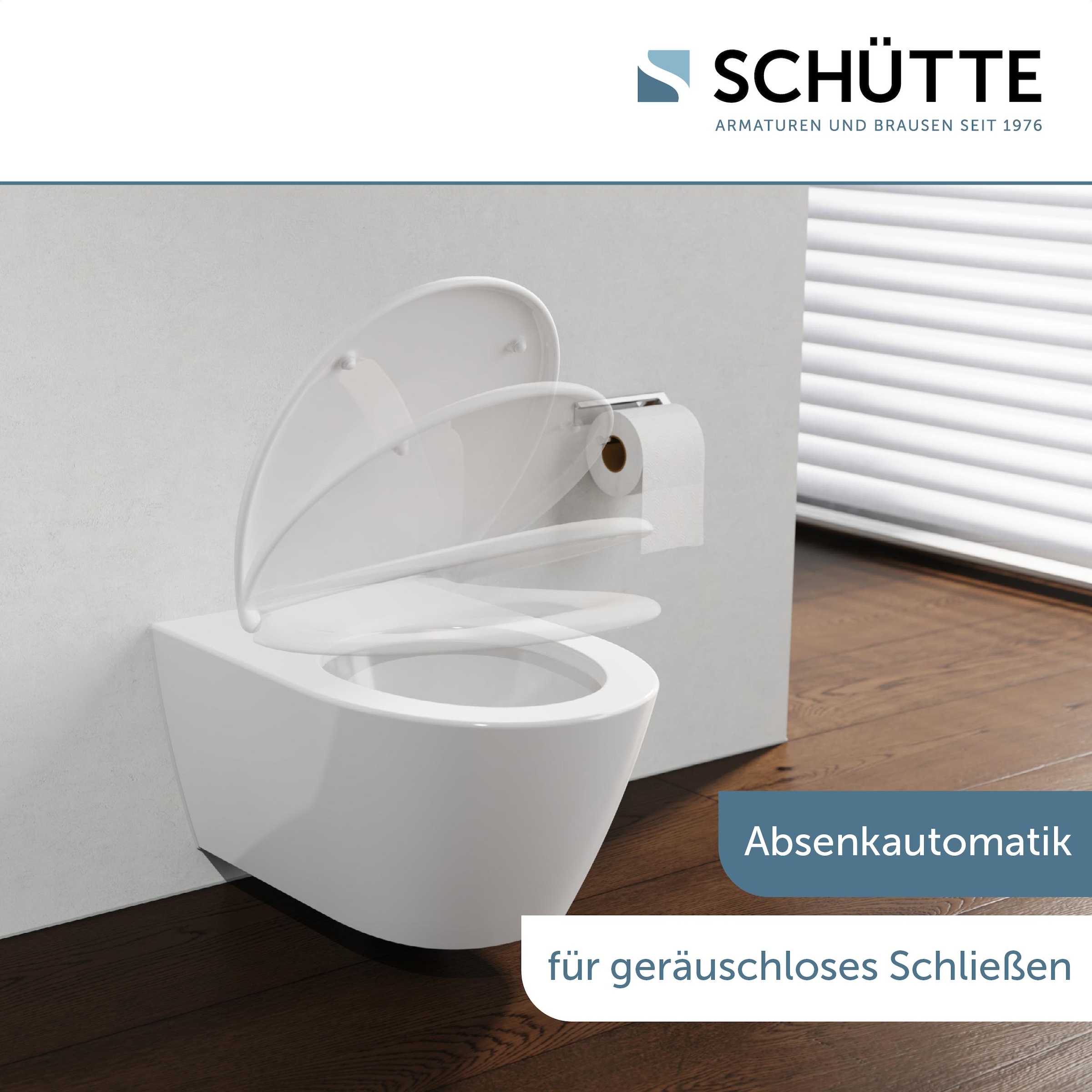 Schütte WC-Sitz »Duroplast, WHITE PRO 1«, (WC-Sitz, Befestigungsmaterial, Montageanleitung), mit Absenkautomatik und Schnellverschluss
