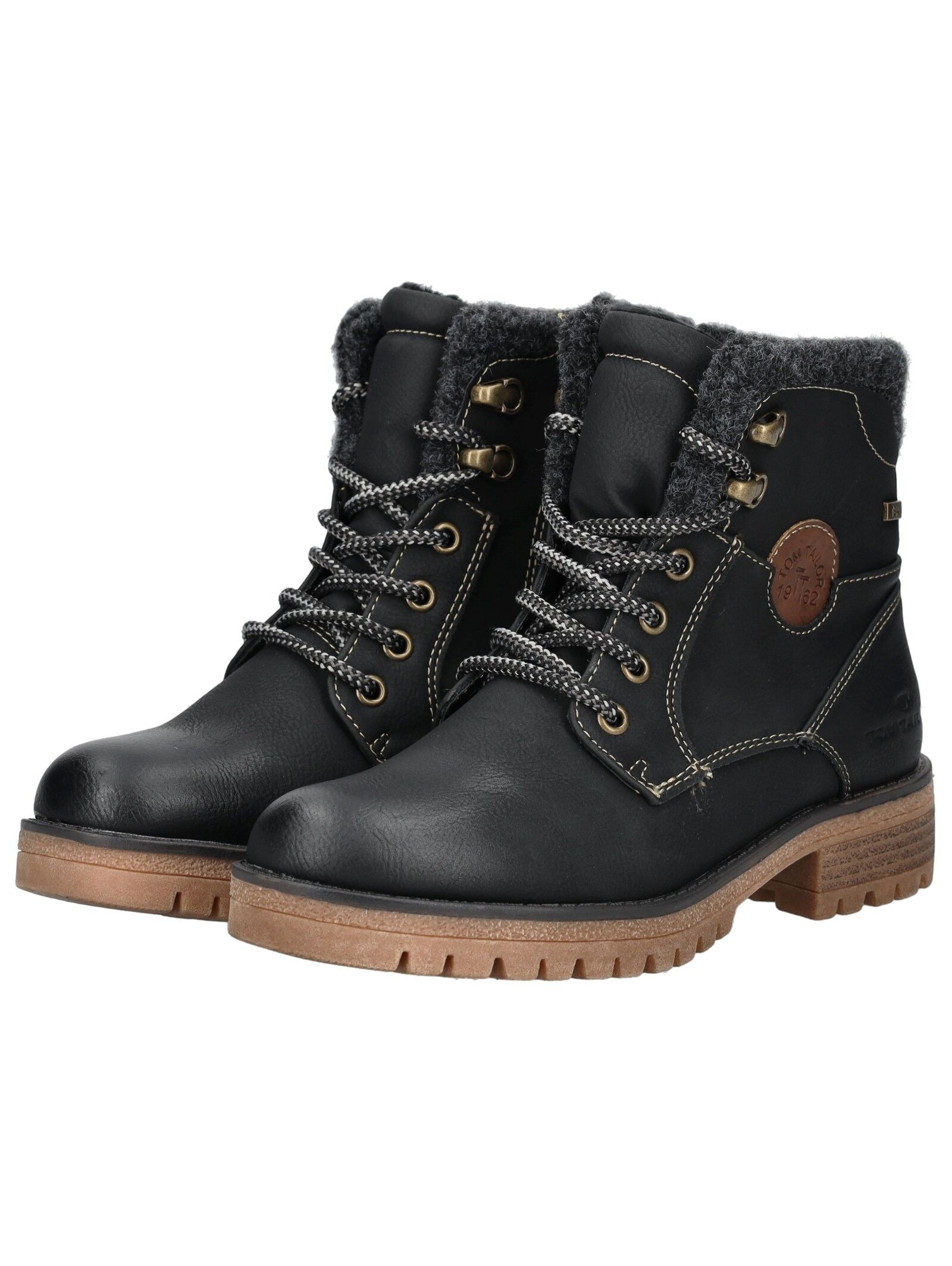 Schnürstiefelette TOM TAILOR "Tom Tailor Stiefelette Lederimitat", Damen, Gr. 36, schwarz, Lederimitat, Schuhe Schnürstiefelette 3