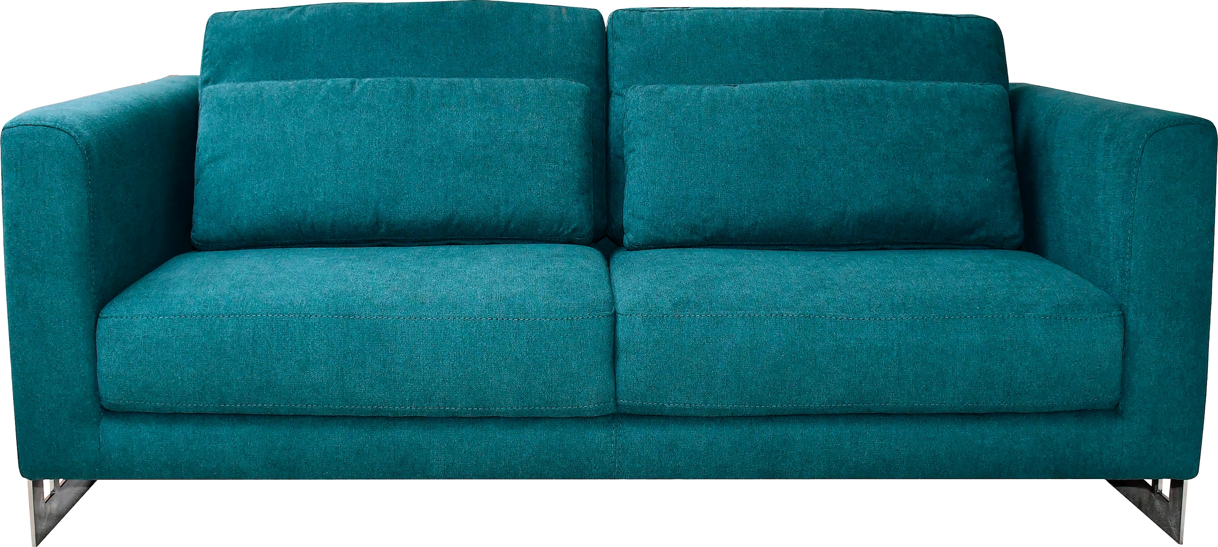 Leonique 2-Sitzer "New York", Petrolblaues 2-Sitzer Sofa, Edelstahlgestell, günstig online kaufen