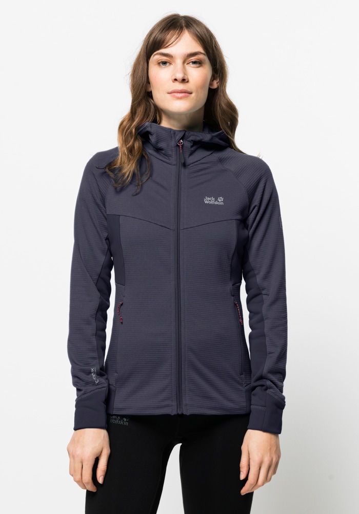 Jack Wolfskin Kapuzenfleecejacke "HYDRO GRID FLEECE W", mit Kapuze