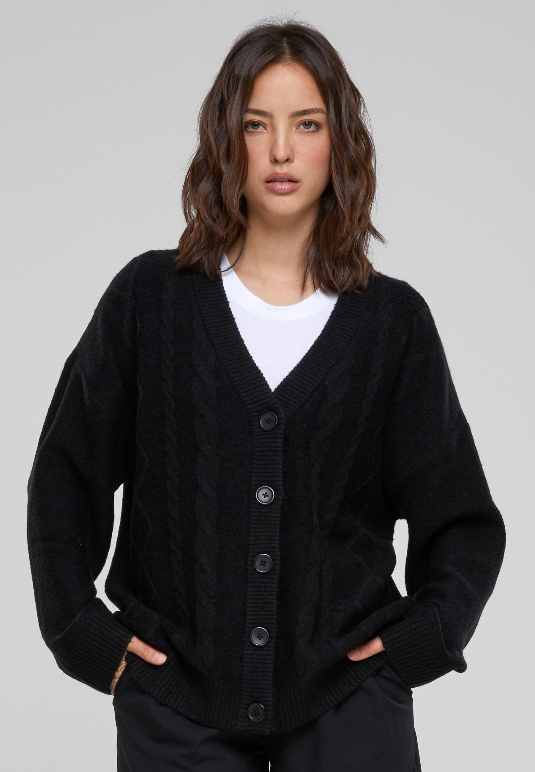 URBAN CLASSICS Strickjacke »Urban Classics Damen Ladies Cabel Knit Cardigan«