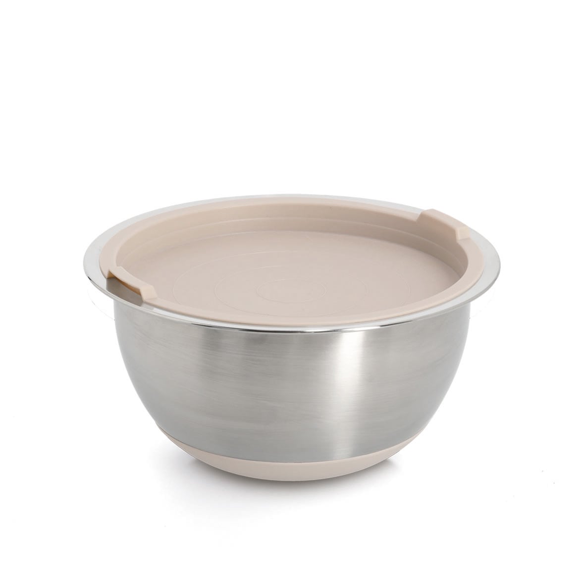 Zeller Present Schüssel »Schüssel-Set mit Deckeln, 3-tlg., Edelstahl/Kunststoff, beige« 3 ca. Ø19,5x10,Ø23,5x12,5,Ø27,5x14 cm